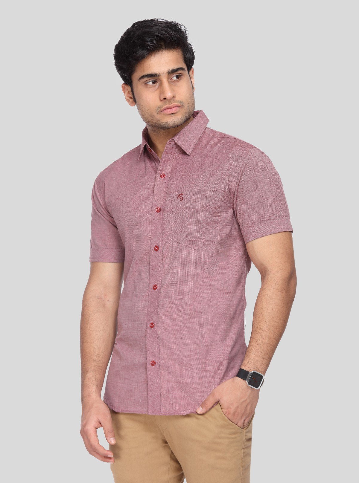 Men's Dusted Red Half Sleeve Shirt – Cool, Casual & Summer - Ready Style - Boer and Fitch