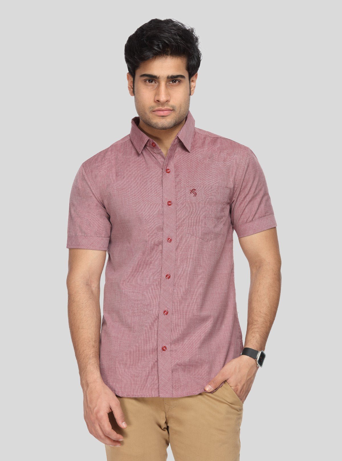 Men's Dusted Red Half Sleeve Shirt – Cool, Casual & Summer - Ready Style - Boer and Fitch