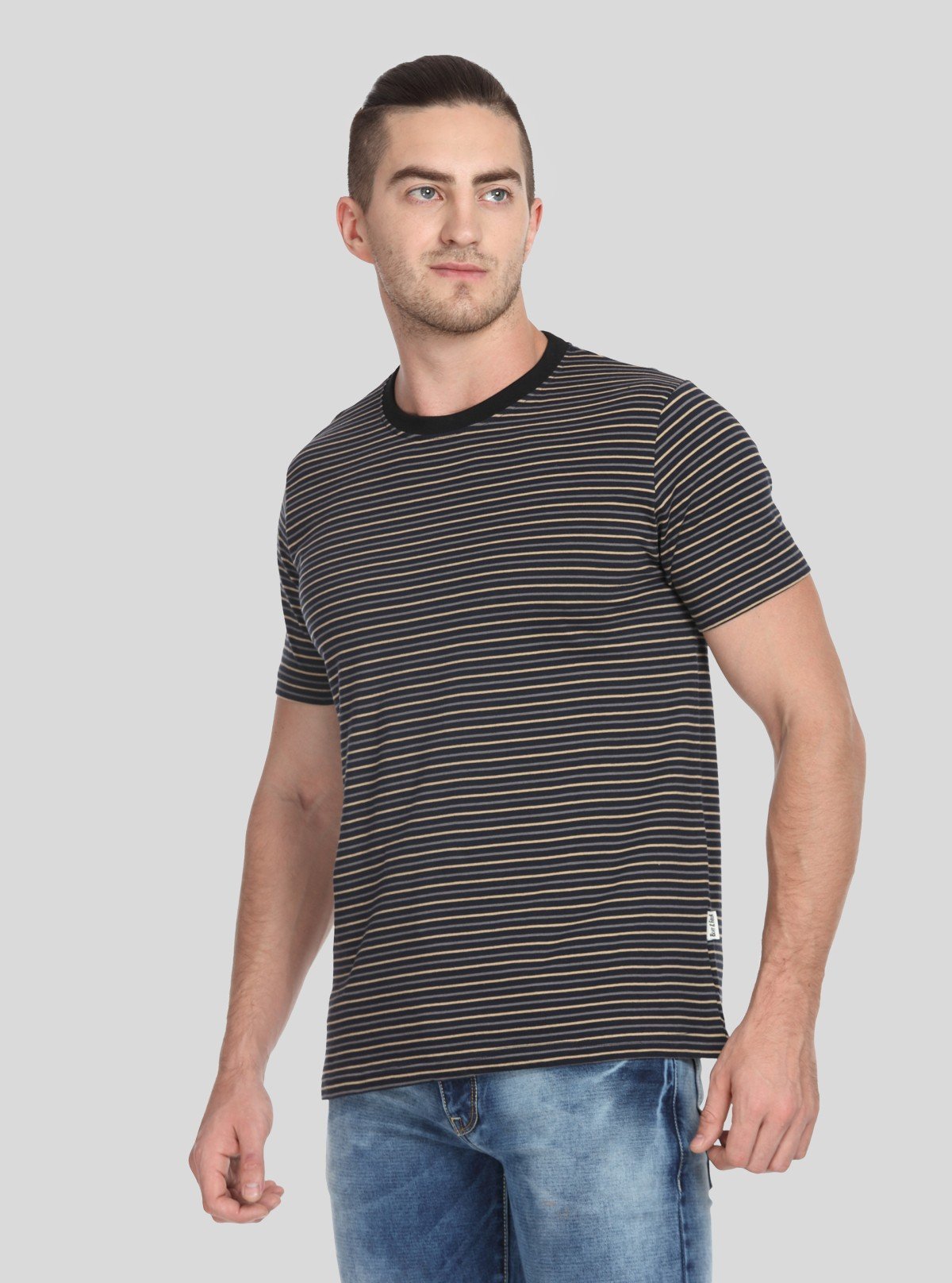 Men's Elegant Vertical Striped Round Neck T-Shirt – Smart Casual Redefined - Boer and Fitch