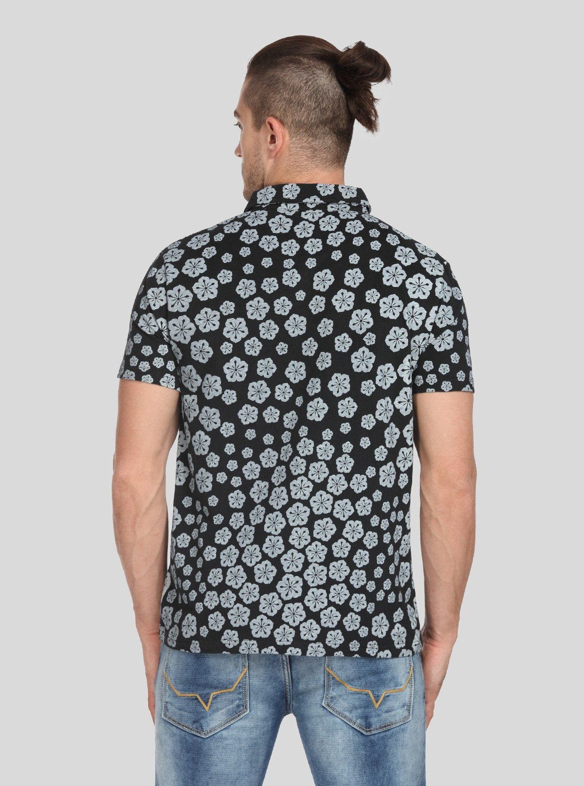 Men’s Floral Stamp Polo T-Shirt – Stylish, Fresh & Versatile - Boer and Fitch