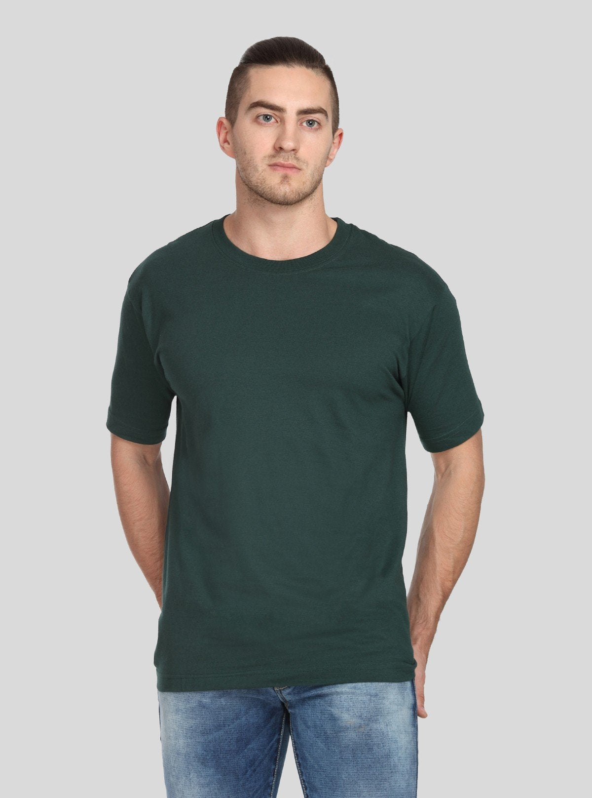 Men's Forest Green Basic Crew Neck T-Shirt – Rich Color, Everyday Comfort - Boer and Fitch