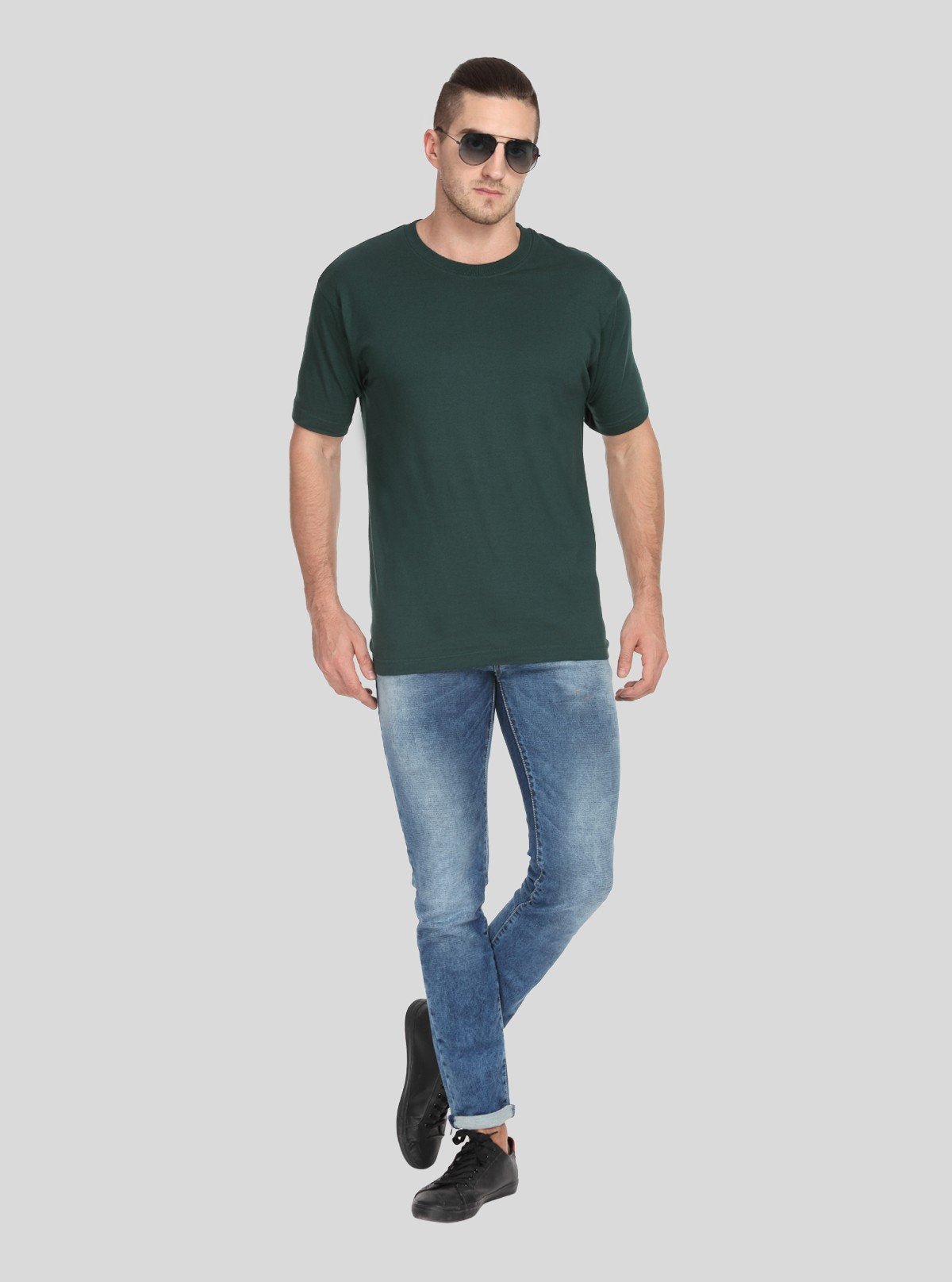 Men's Forest Green Basic Crew Neck T-Shirt – Rich Color, Everyday Comfort - Boer and Fitch