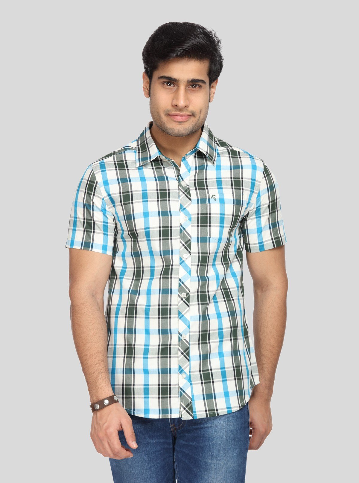 Men’s Green and Blue Checked Slim Fit Shirt – Smart Casual Staple by Boer & Fitch - Boer and Fitch