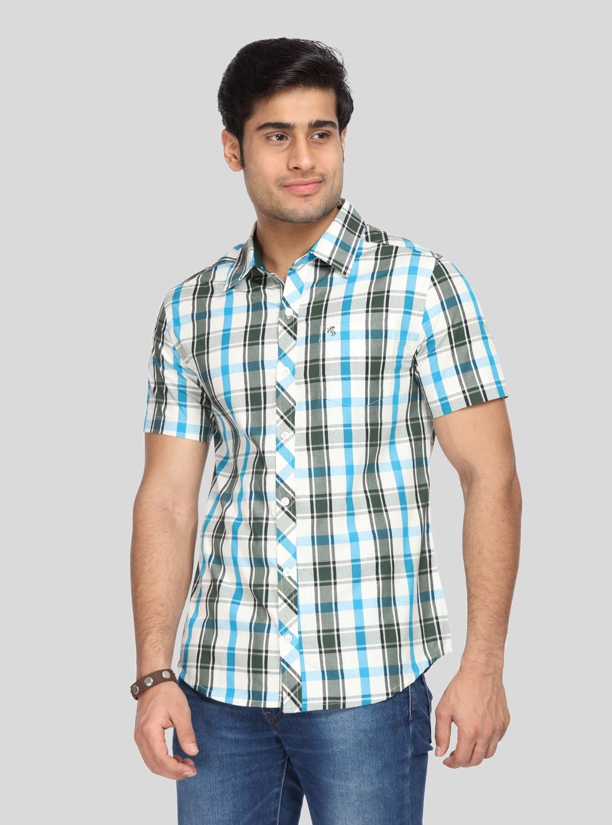 Men’s Green and Blue Checked Slim Fit Shirt – Smart Casual Staple by Boer & Fitch - Boer and Fitch