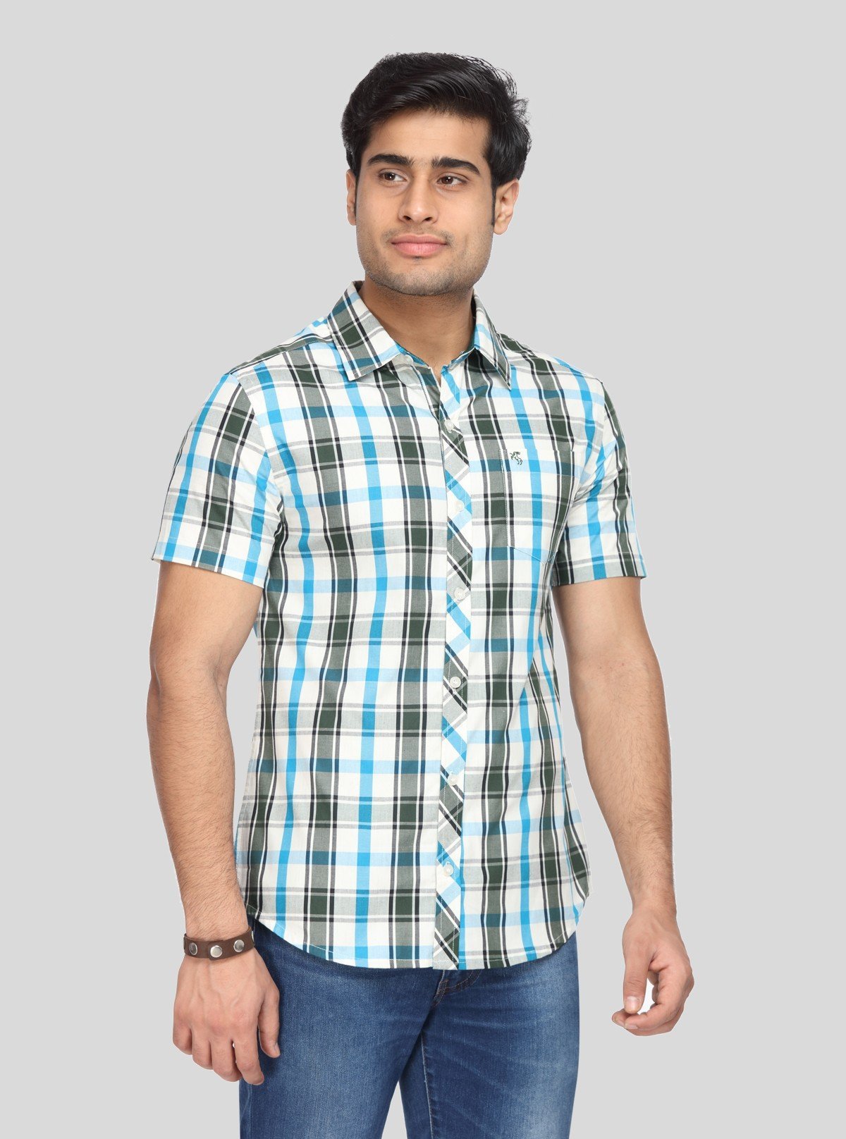 Men’s Green and Blue Checked Slim Fit Shirt – Smart Casual Staple by Boer & Fitch - Boer and Fitch