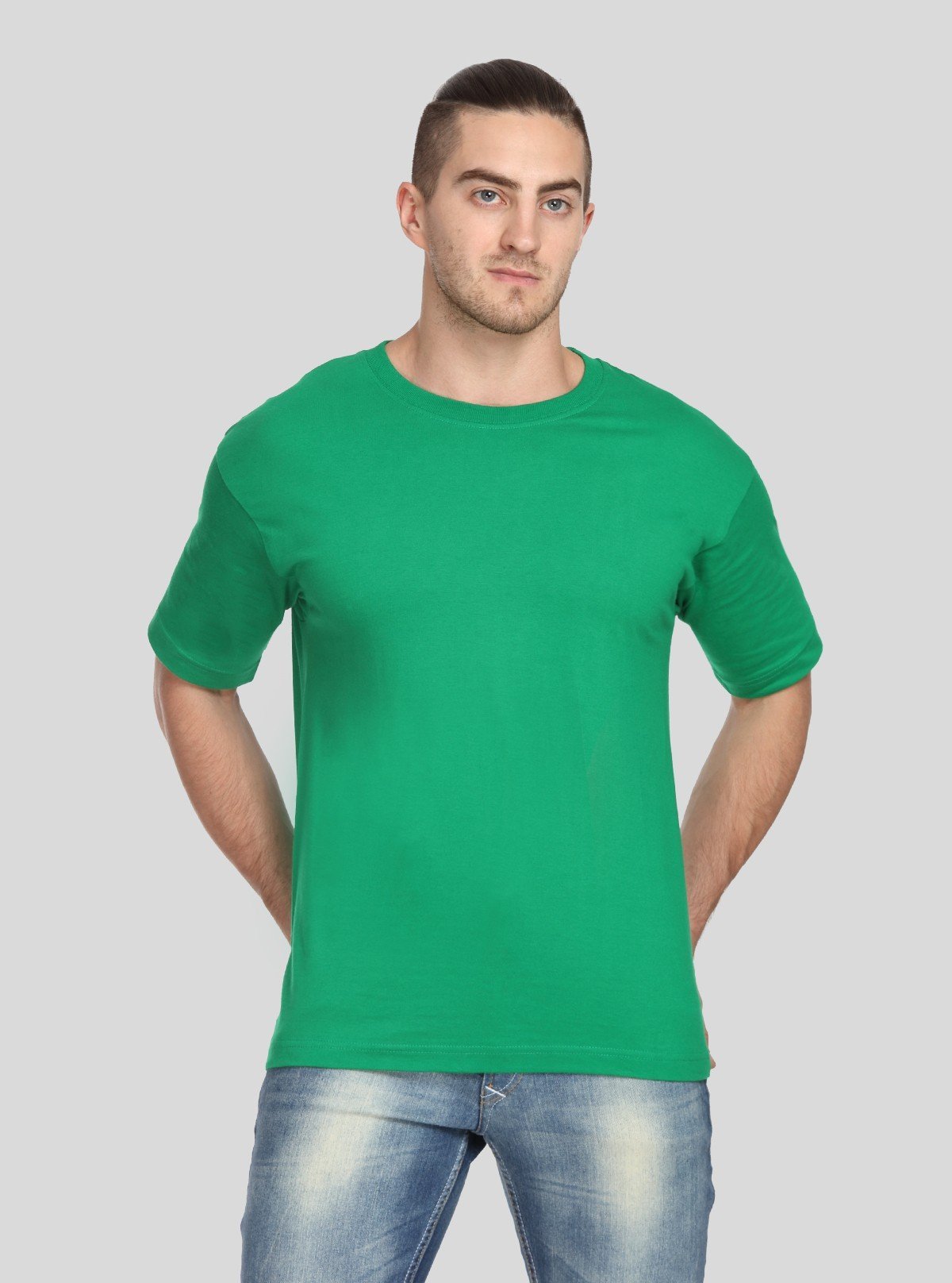 Men's Green Basic Crew Neck T-Shirt – Fresh, Versatile & Everyday Essential - Boer and Fitch