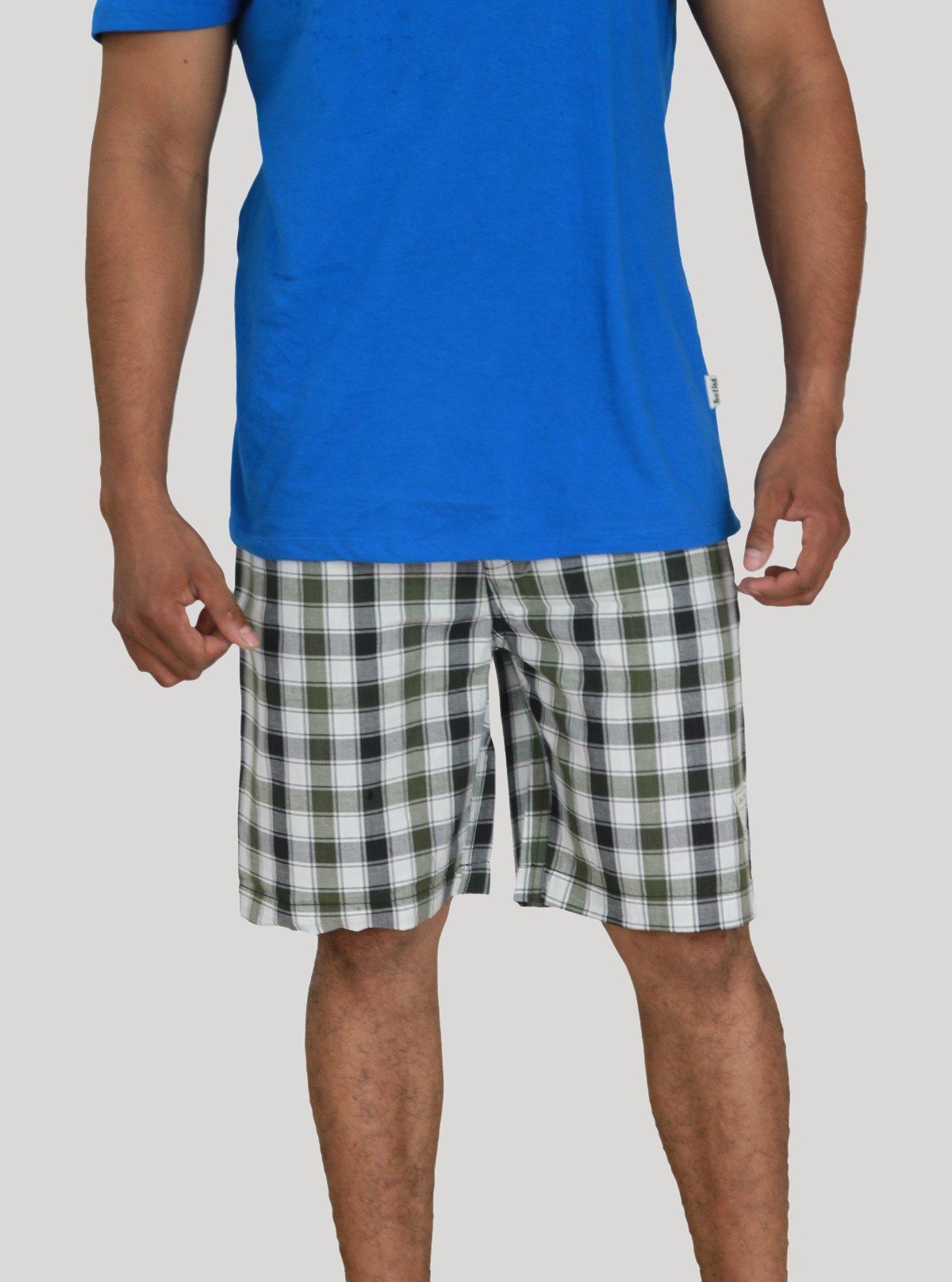 Men’s Green Checked Cotton Shorts – Trendy Casual Wear by Boer and Fitch - Boer and Fitch