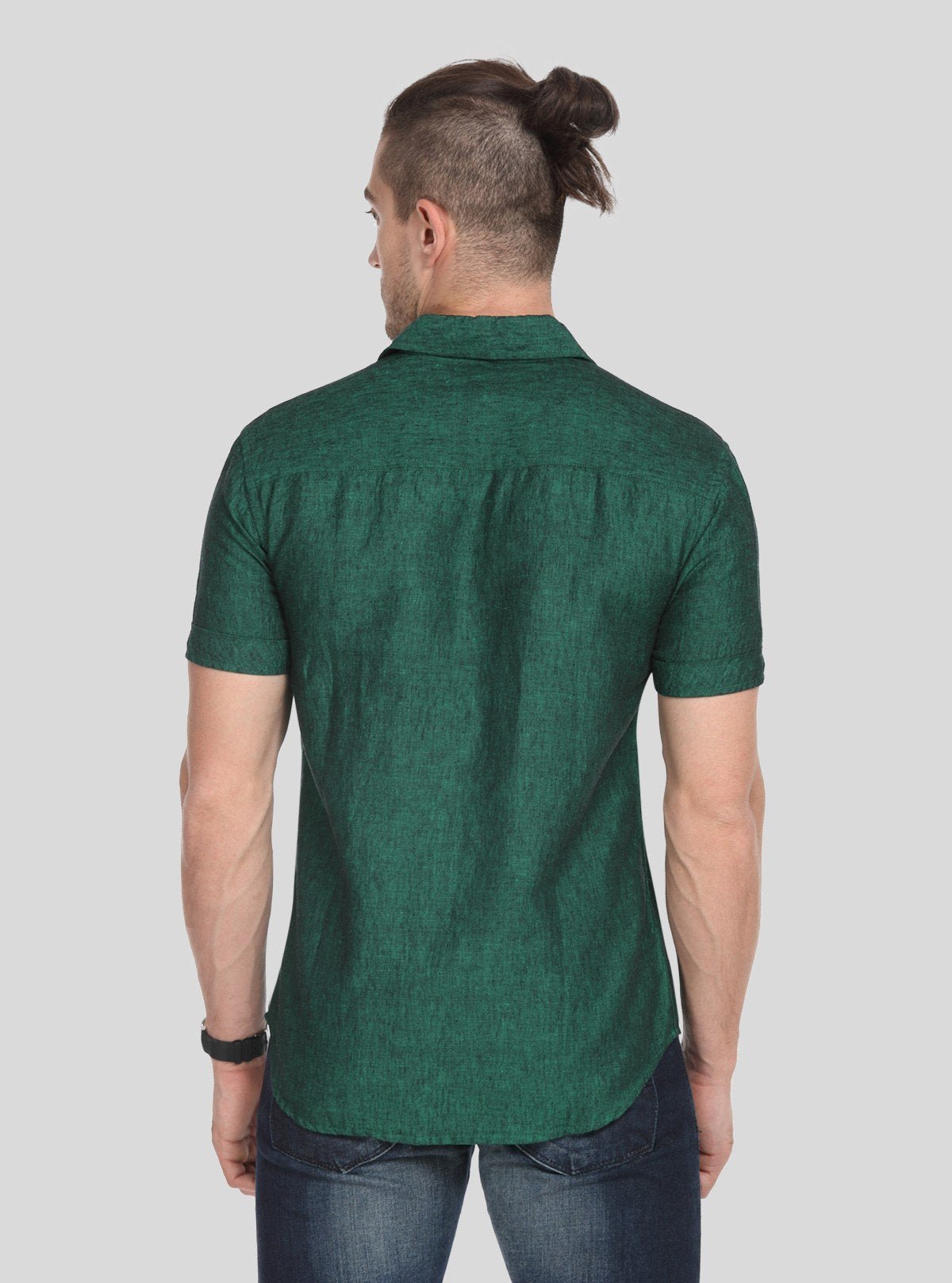 Men's Green Linen Blended Shirt – Breezy, Earthy & Smart Casual Essential - Boer and Fitch