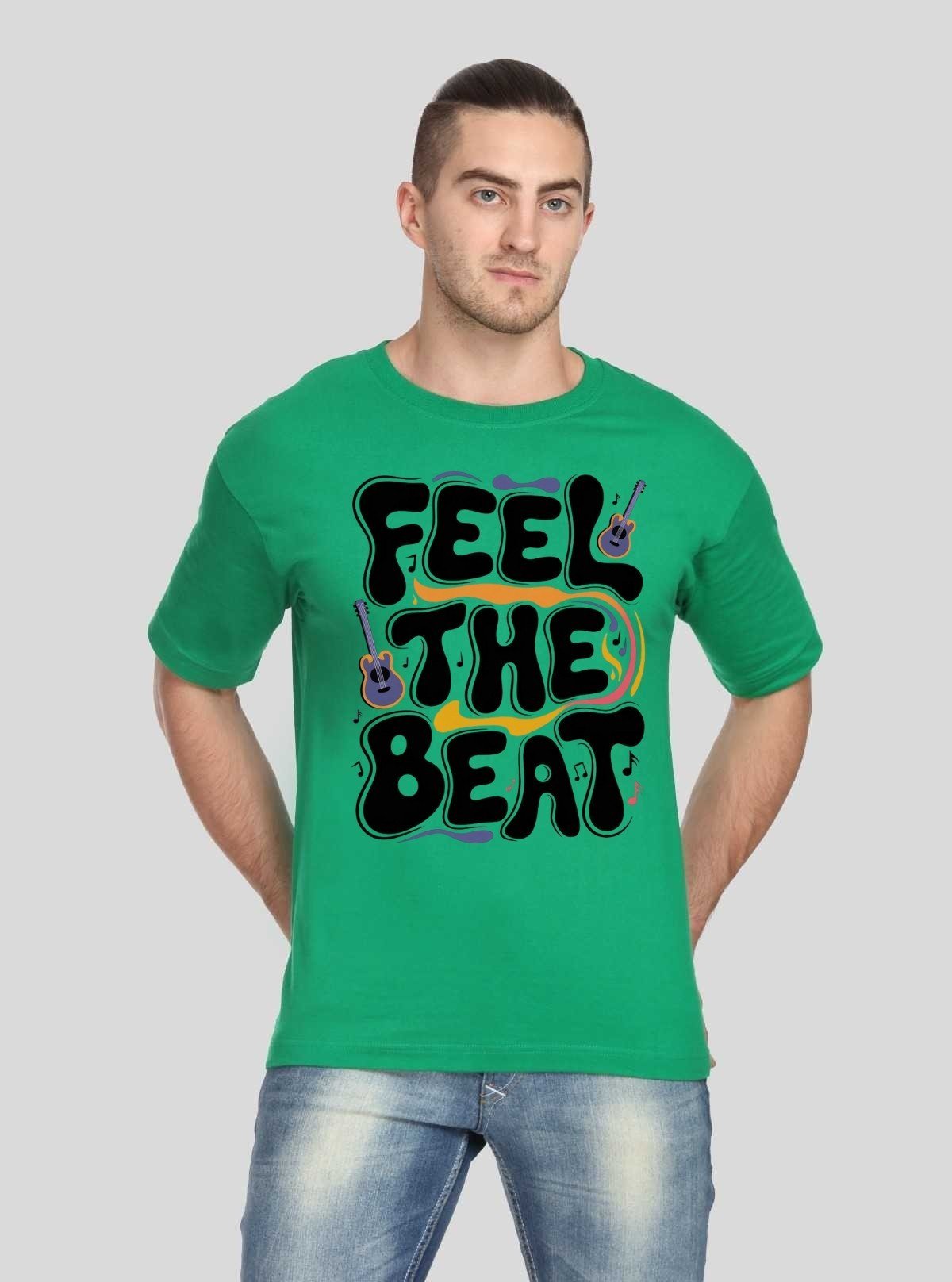 Men’s Green Printed Crew Neck T-Shirt – Bold Comfort for Everyday Style - Boer and Fitch