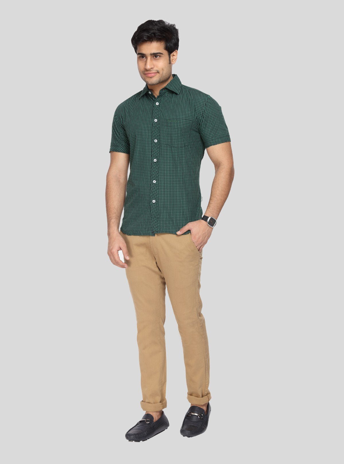 Men's Green Textured Shirt – Refined, Modern & Effortlessly Versatile - Boer and Fitch
