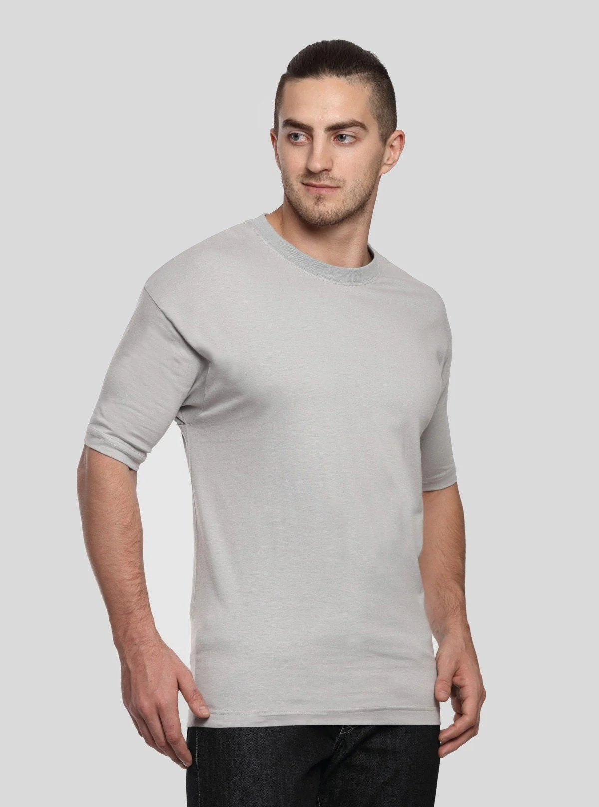 Men's Grey Basic Round Neck T-Shirt – Minimalist Style for Daily Comfort - Boer and Fitch