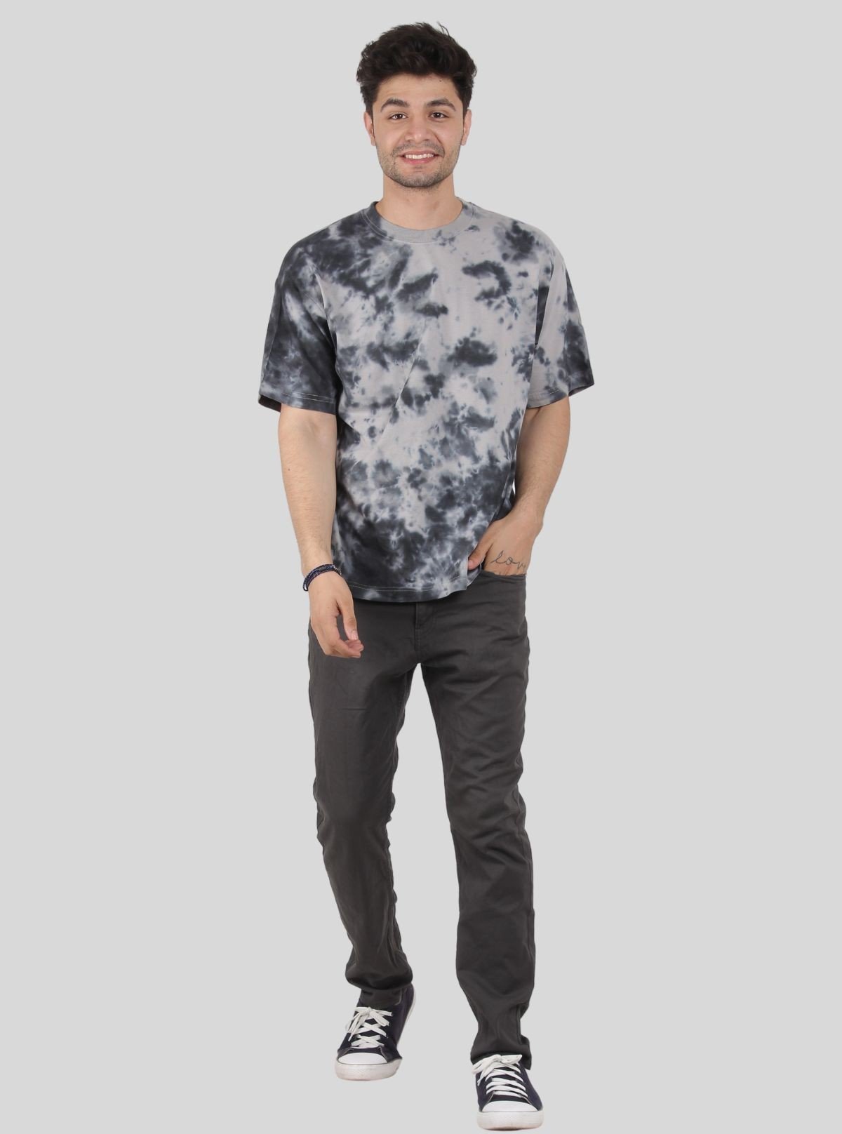 Men’s Grey Foncé Tie and Dye T-Shirt – Urban Style with Artistic Edge - Boer and Fitch