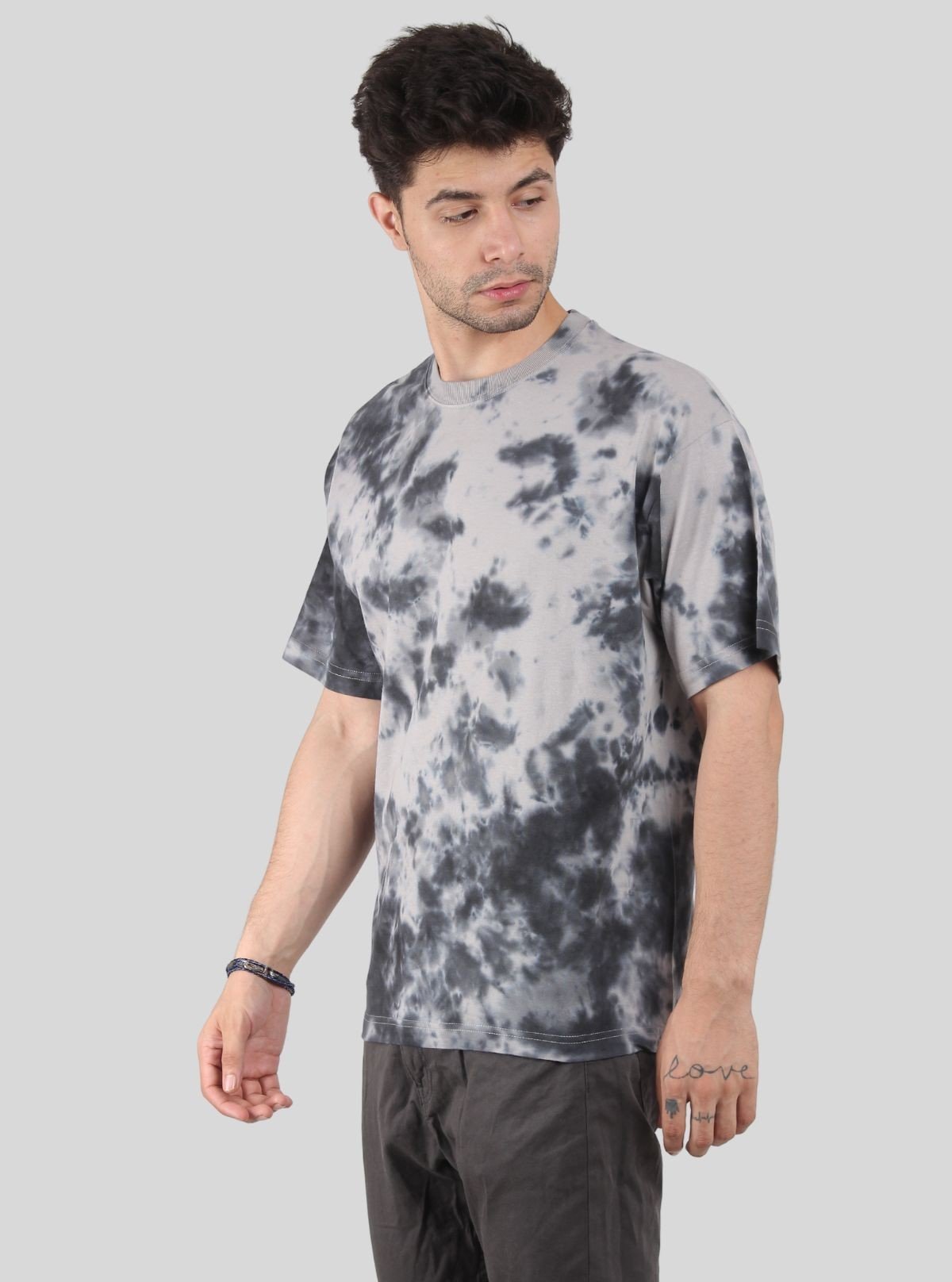 Men’s Grey Foncé Tie and Dye T-Shirt – Urban Style with Artistic Edge - Boer and Fitch