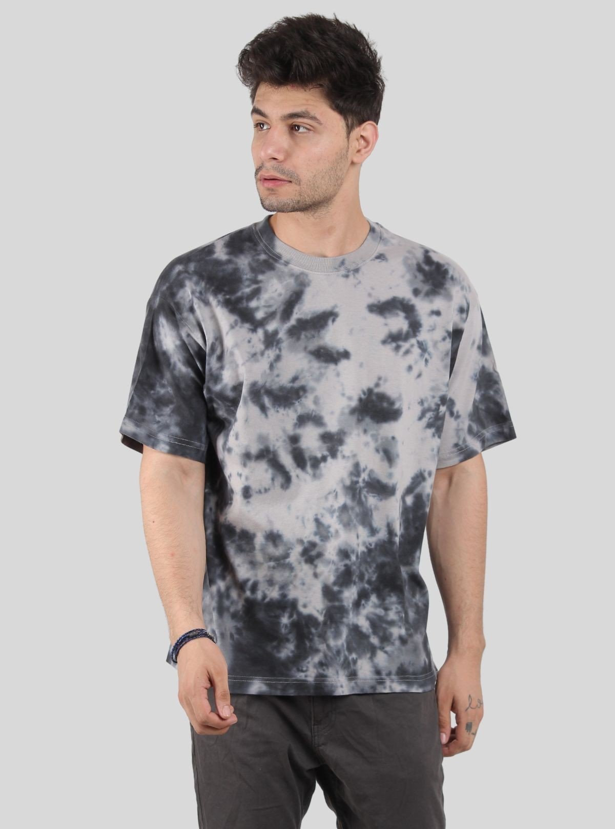 Men’s Grey Foncé Tie and Dye T-Shirt – Urban Style with Artistic Edge - Boer and Fitch