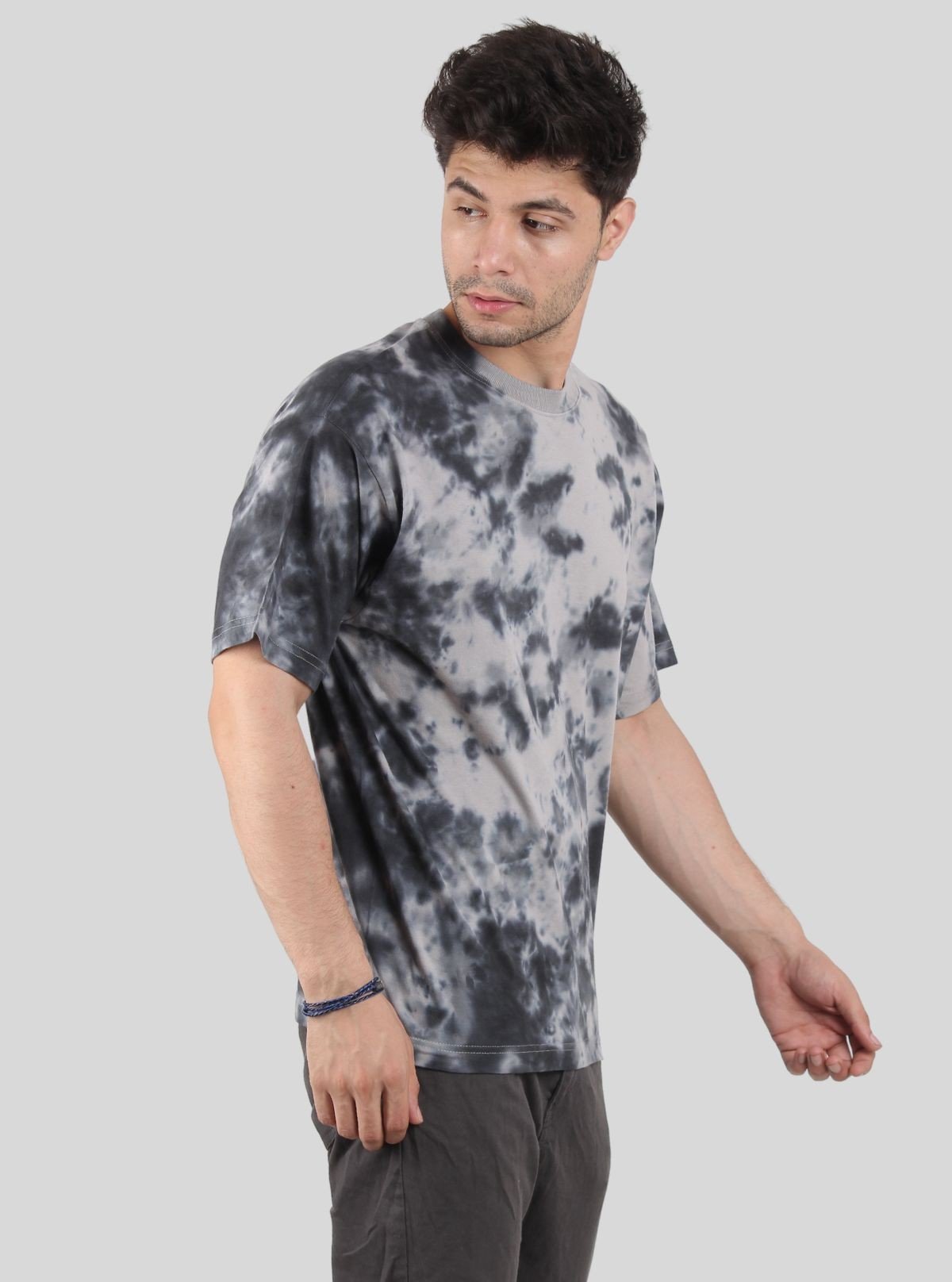 Men’s Grey Foncé Tie and Dye T-Shirt – Urban Style with Artistic Edge - Boer and Fitch