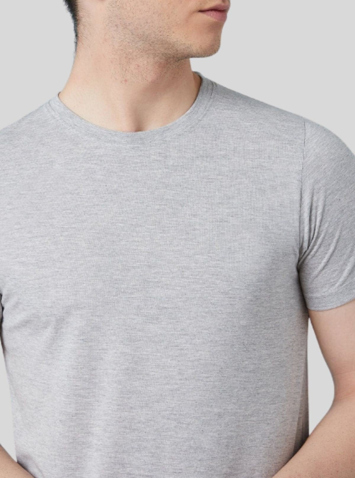 Men's Grey Melange Basic Crew Neck T-Shirt – Classic Comfort Redefined - Boer and Fitch