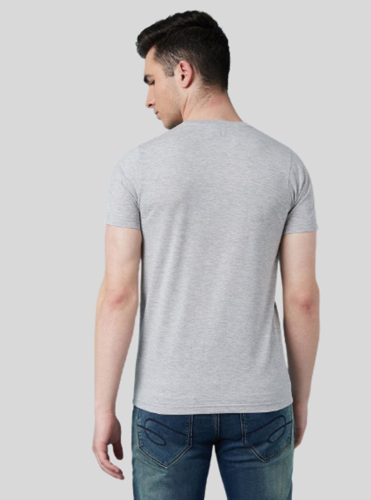 Men's Grey Melange Basic Crew Neck T-Shirt – Classic Comfort Redefined - Boer and Fitch