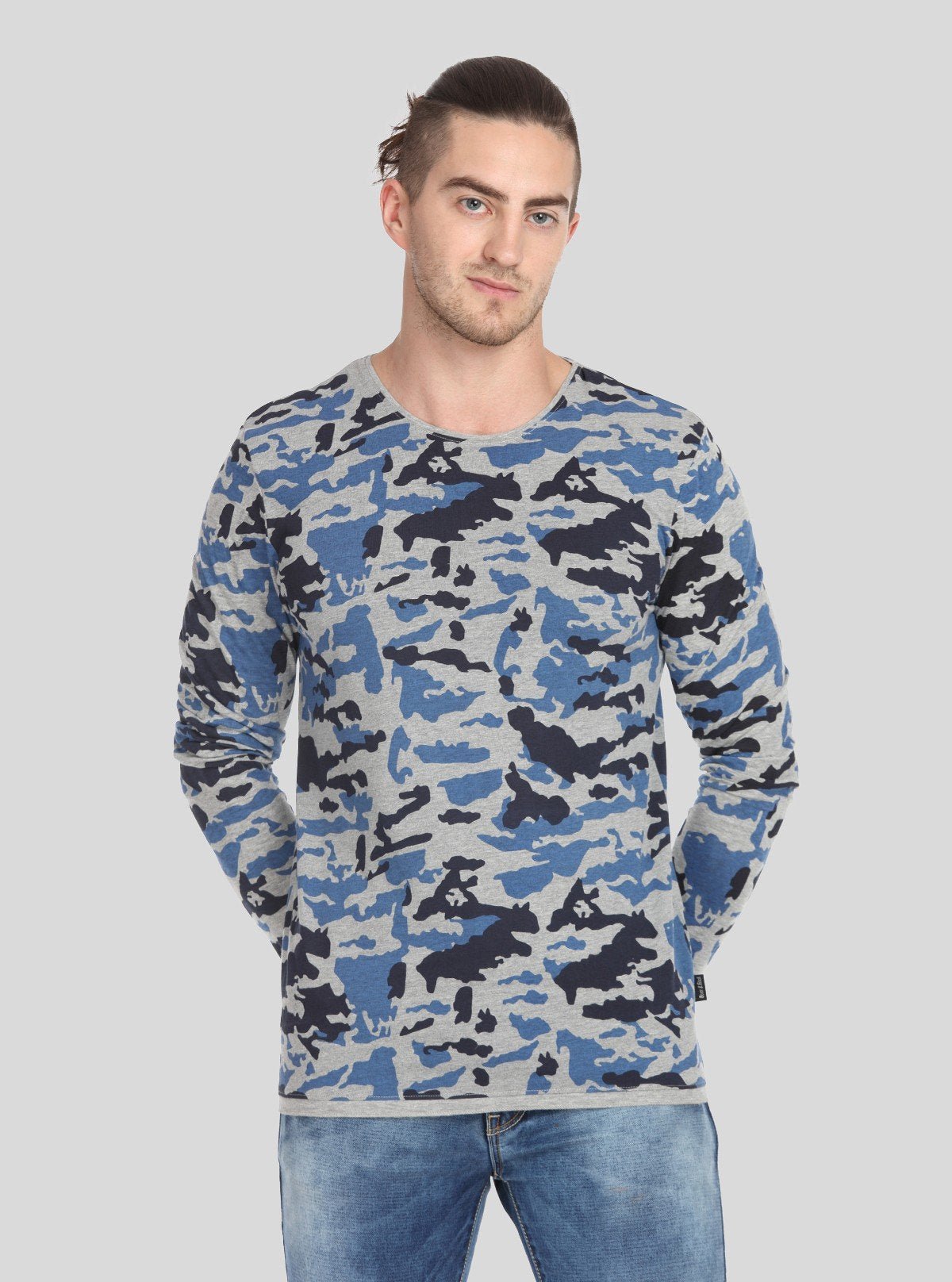 Men’s Grey Melange Camouflage Print T-Shirt – Urban Camo Streetwear Style - Boer and Fitch