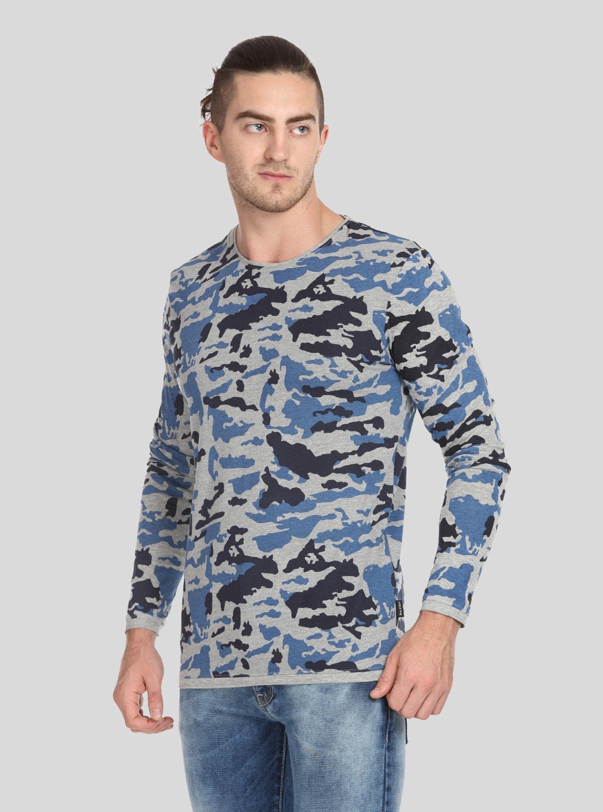 Men’s Grey Melange Camouflage Print T-Shirt – Urban Camo Streetwear Style - Boer and Fitch