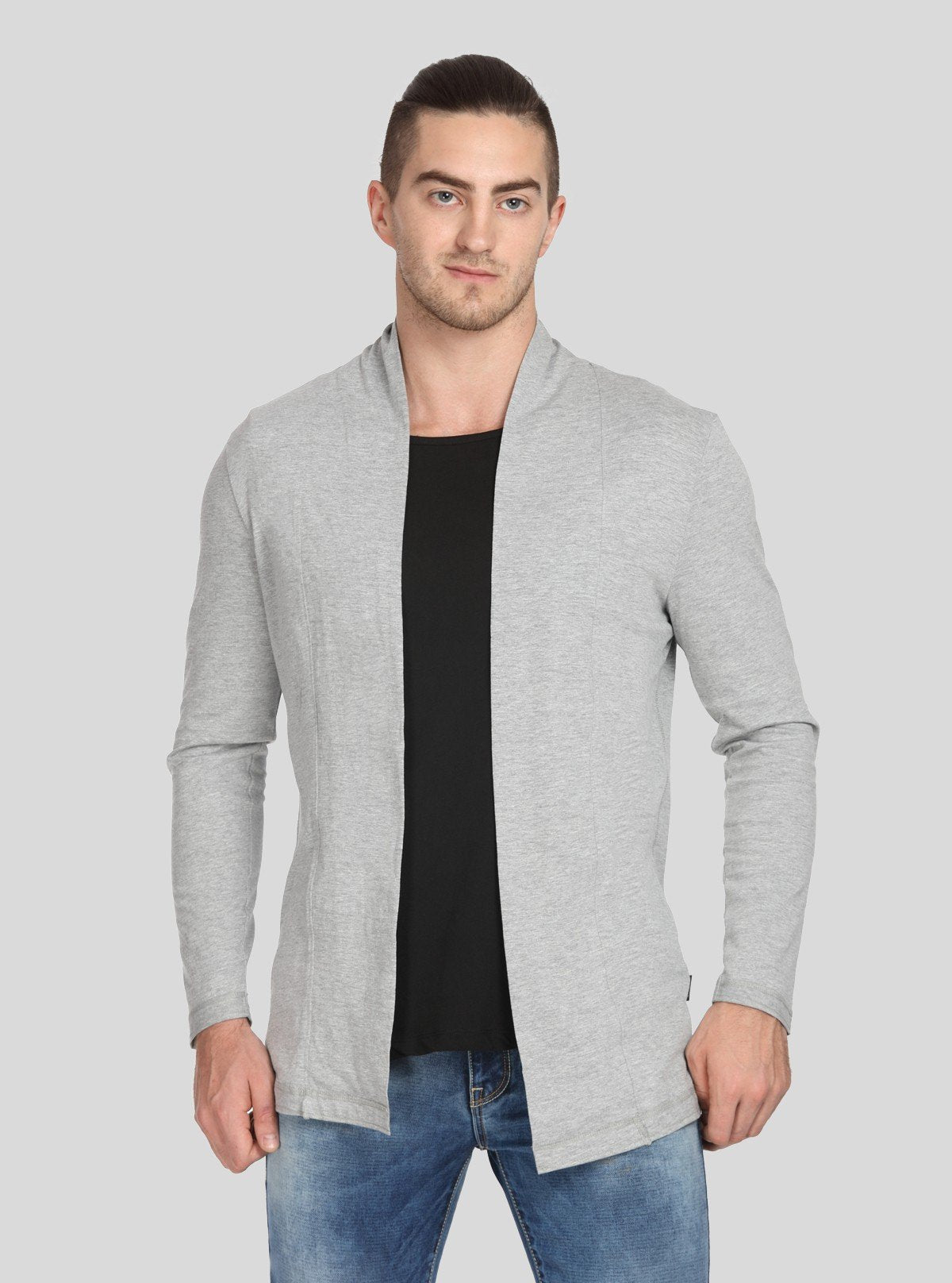 Men’s Grey Melange Cardigan – Classic Comfort with a Modern Edge - Boer and Fitch