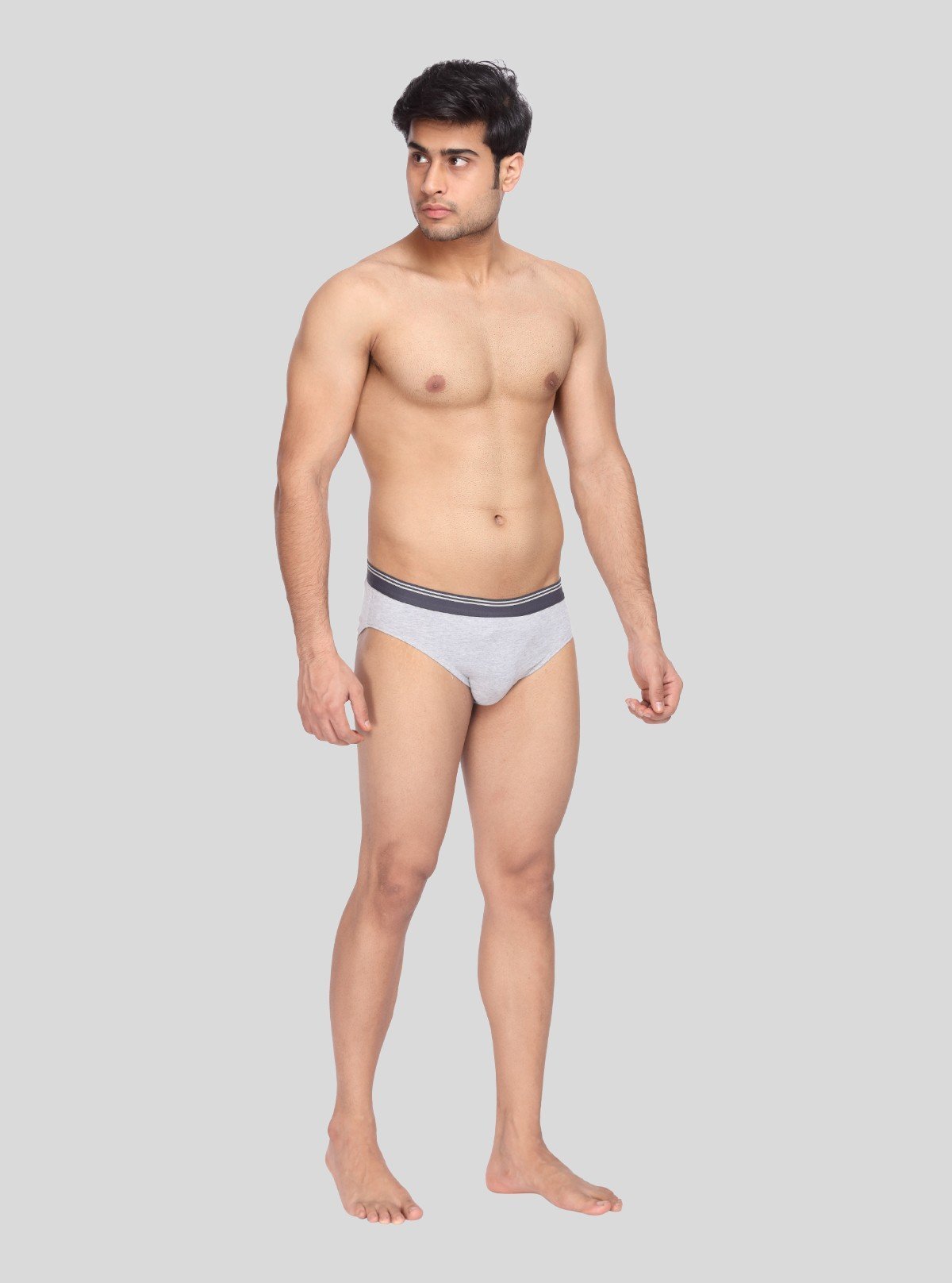 Men’s Grey Melange Cotton Brief – Soft, Breathable Comfort - Boer and Fitch