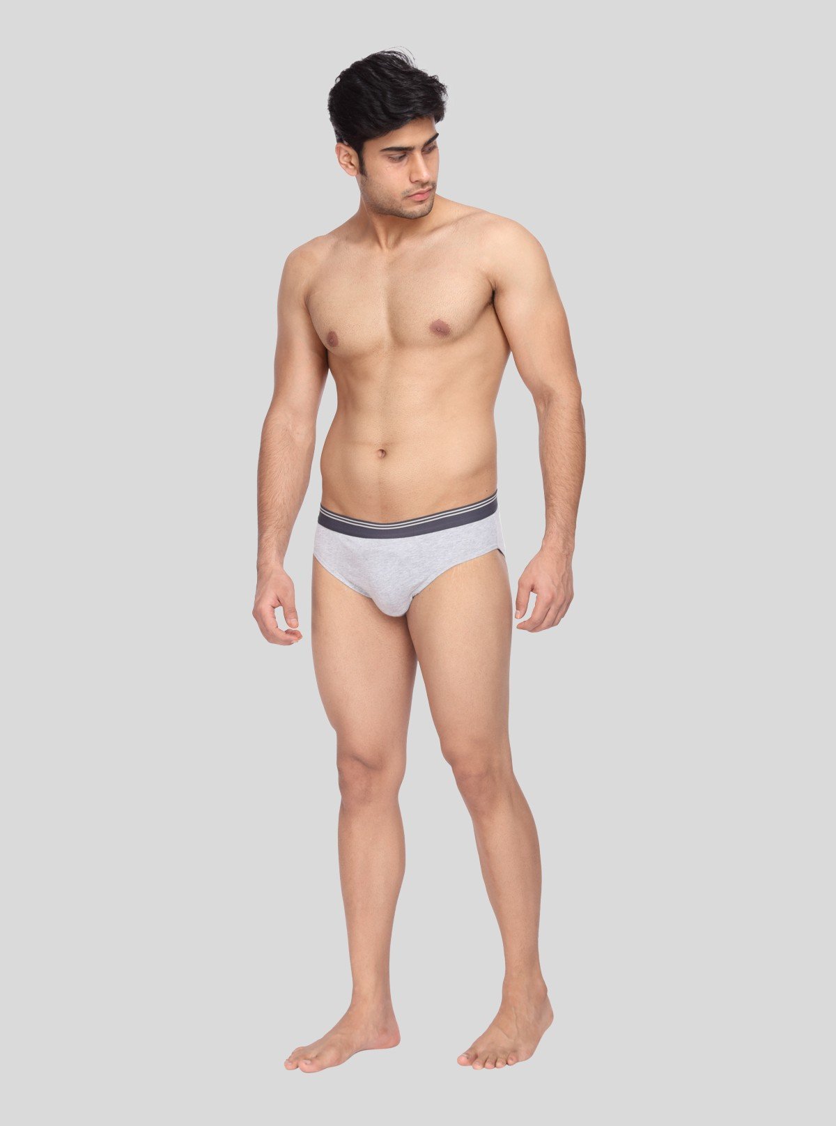 Men’s Grey Melange Cotton Brief – Soft, Breathable Comfort - Boer and Fitch