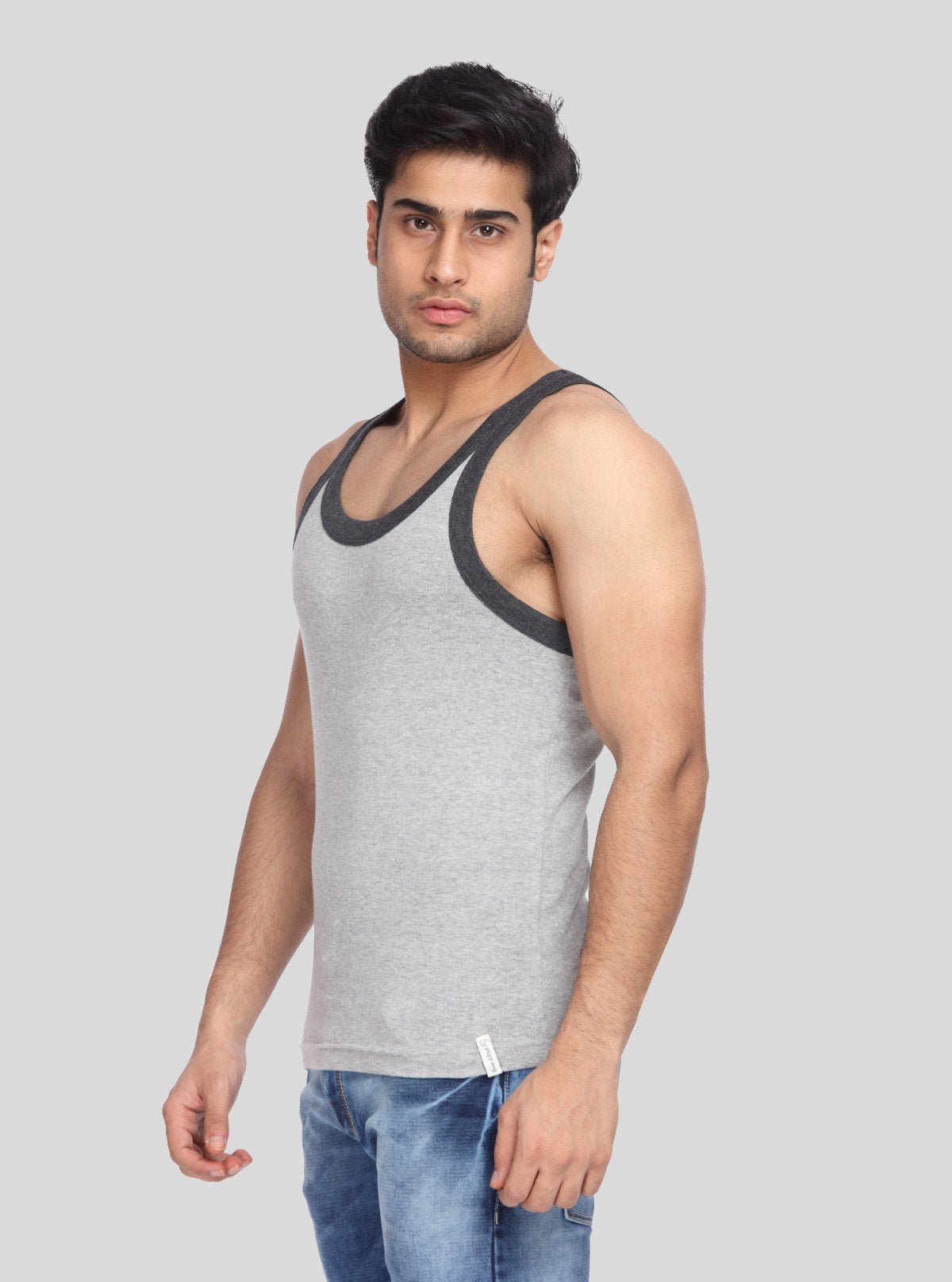 Men's Grey Melange Gym Vest – Lightweight, Stretch - Fit Training Apparel - Boer and Fitch