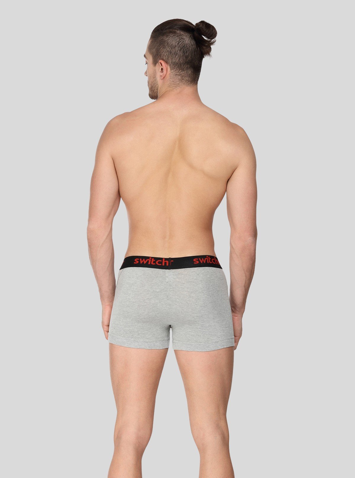 Men’s Grey Melange Modern Banded Trunks – Soft Stretch Cotton - Boer and Fitch