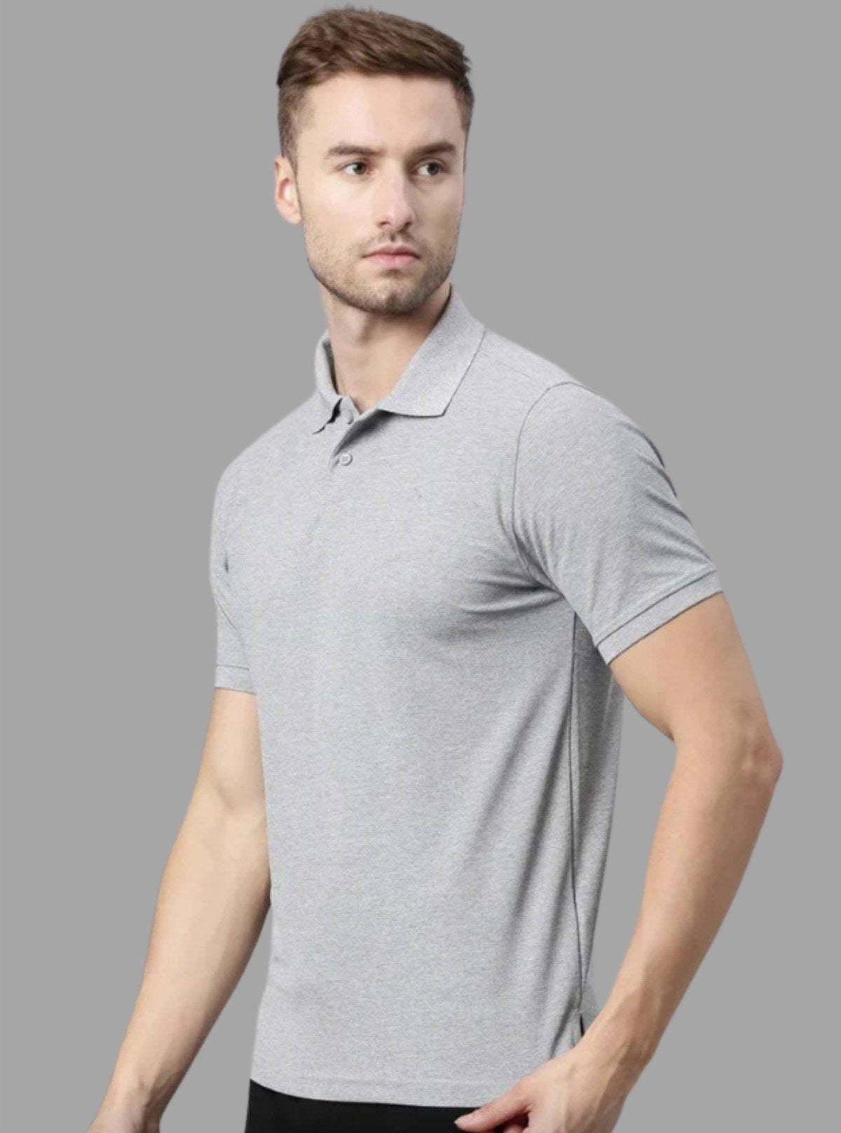 Men’s Grey Melange Polo T-Shirt – Effortless Style in Everyday Comfort - Boer and Fitch