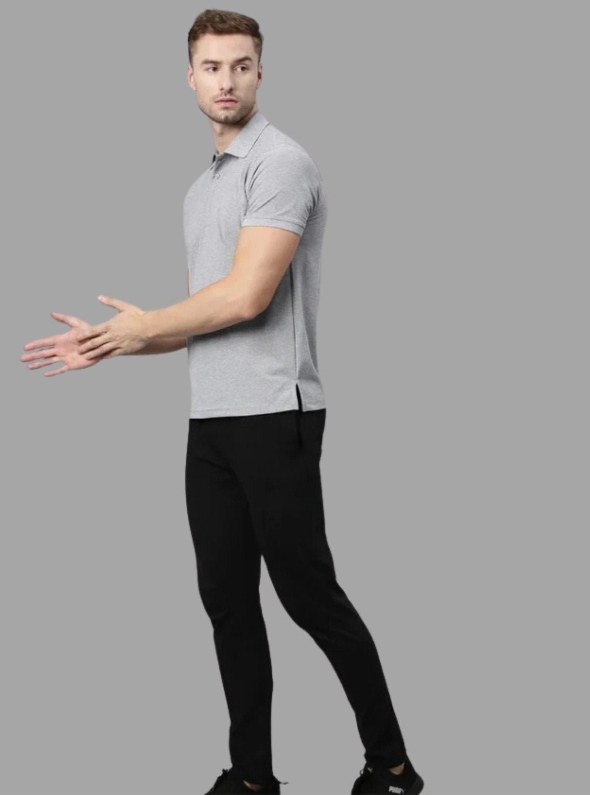 Men’s Grey Melange Polo T-Shirt – Effortless Style in Everyday Comfort - Boer and Fitch