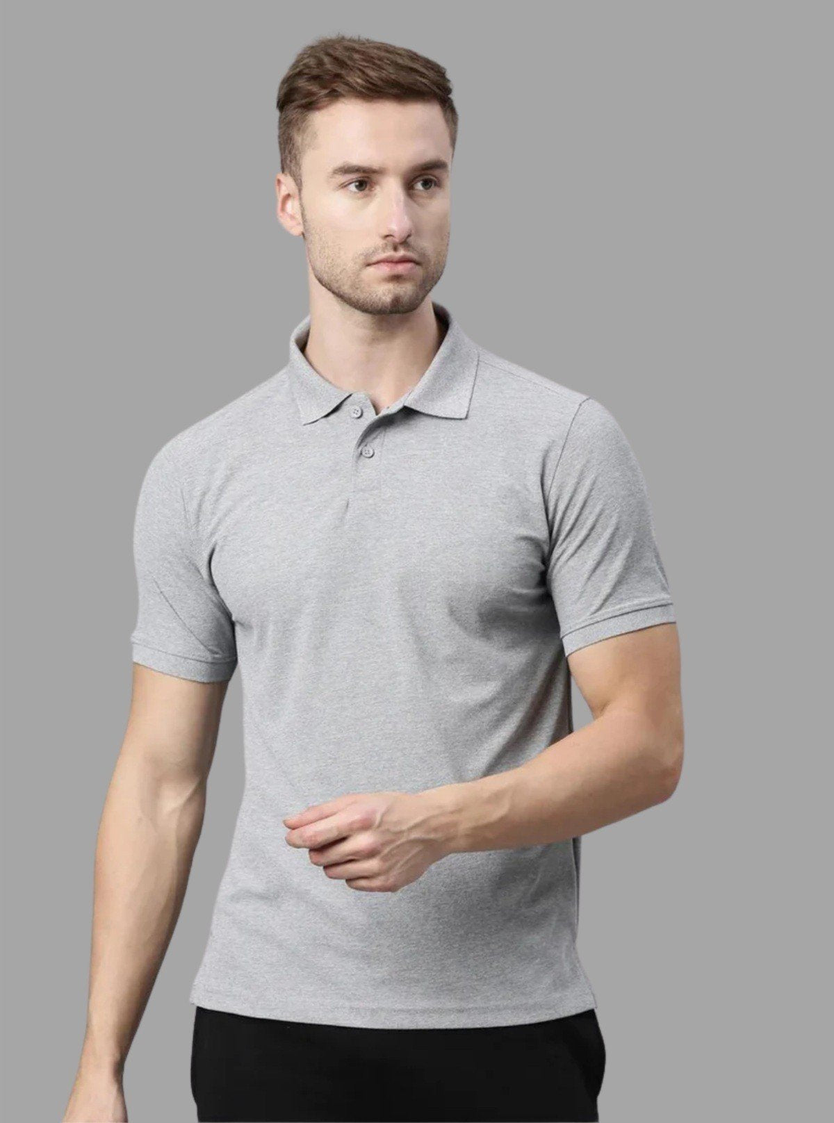 Men’s Grey Melange Polo T-Shirt – Effortless Style in Everyday Comfort - Boer and Fitch