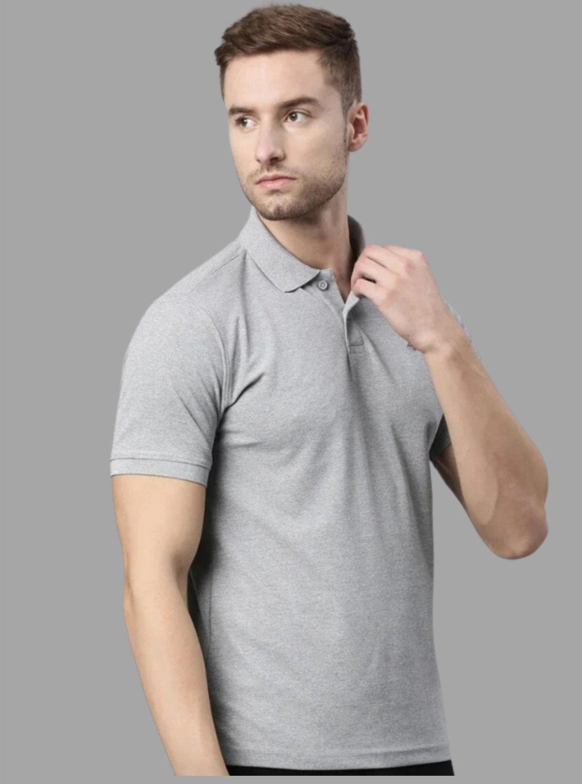 Men’s Grey Melange Polo T-Shirt – Effortless Style in Everyday Comfort - Boer and Fitch
