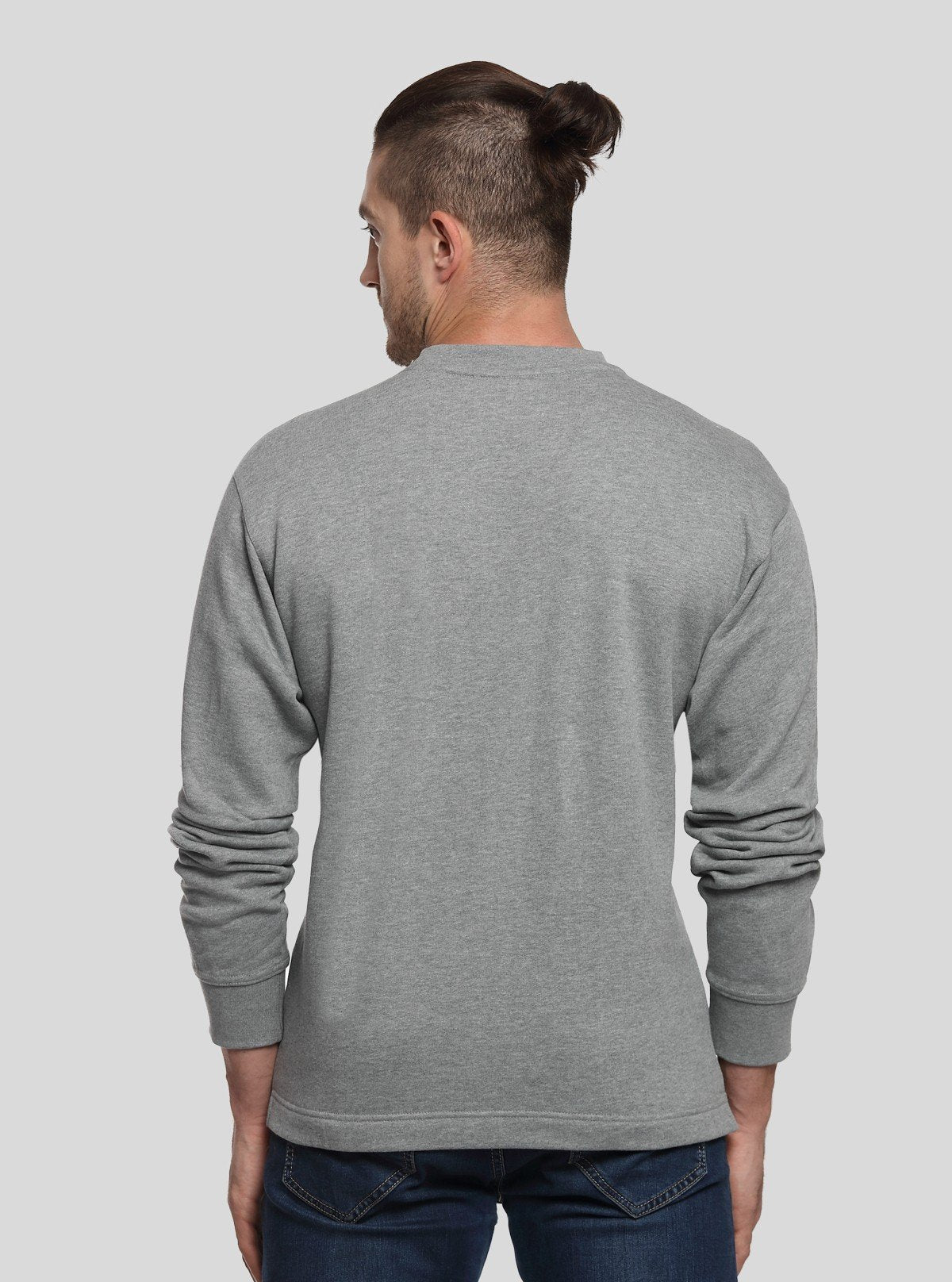 Men’s Grey Melange V - Cut Fleece Sweatshirt – Timeless, Warm & Refined - Boer and Fitch