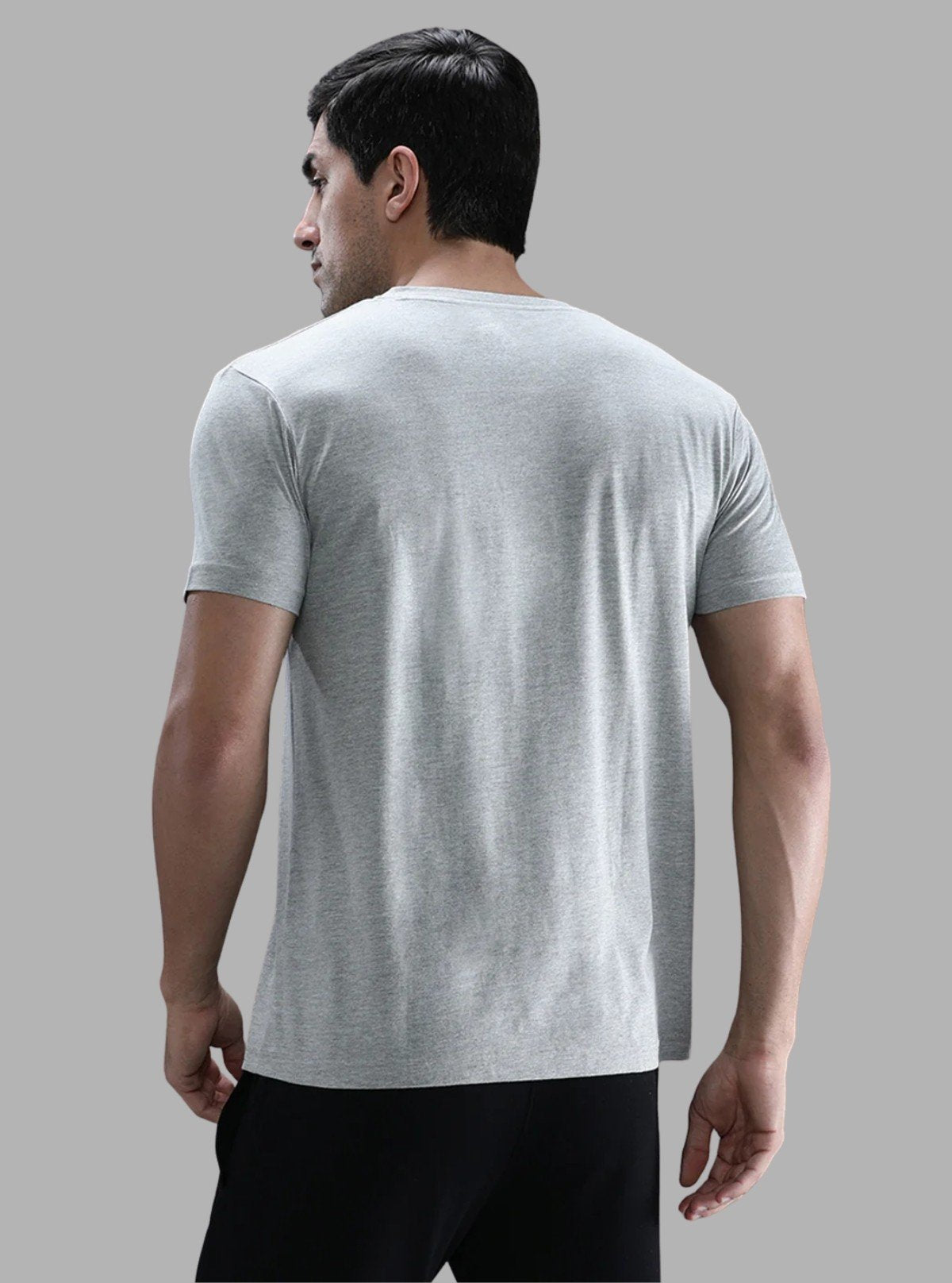 Men’s Grey Melange V - Neck T-Shirt – Minimalist Comfort & Everyday Style - Boer and Fitch