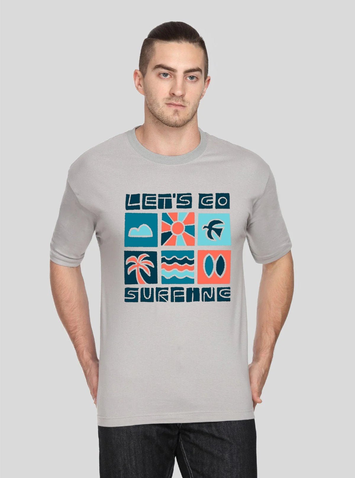 Men’s Grey Printed T-Shirt – Soft Cotton Crew Neck Graphic Tee - Boer and Fitch