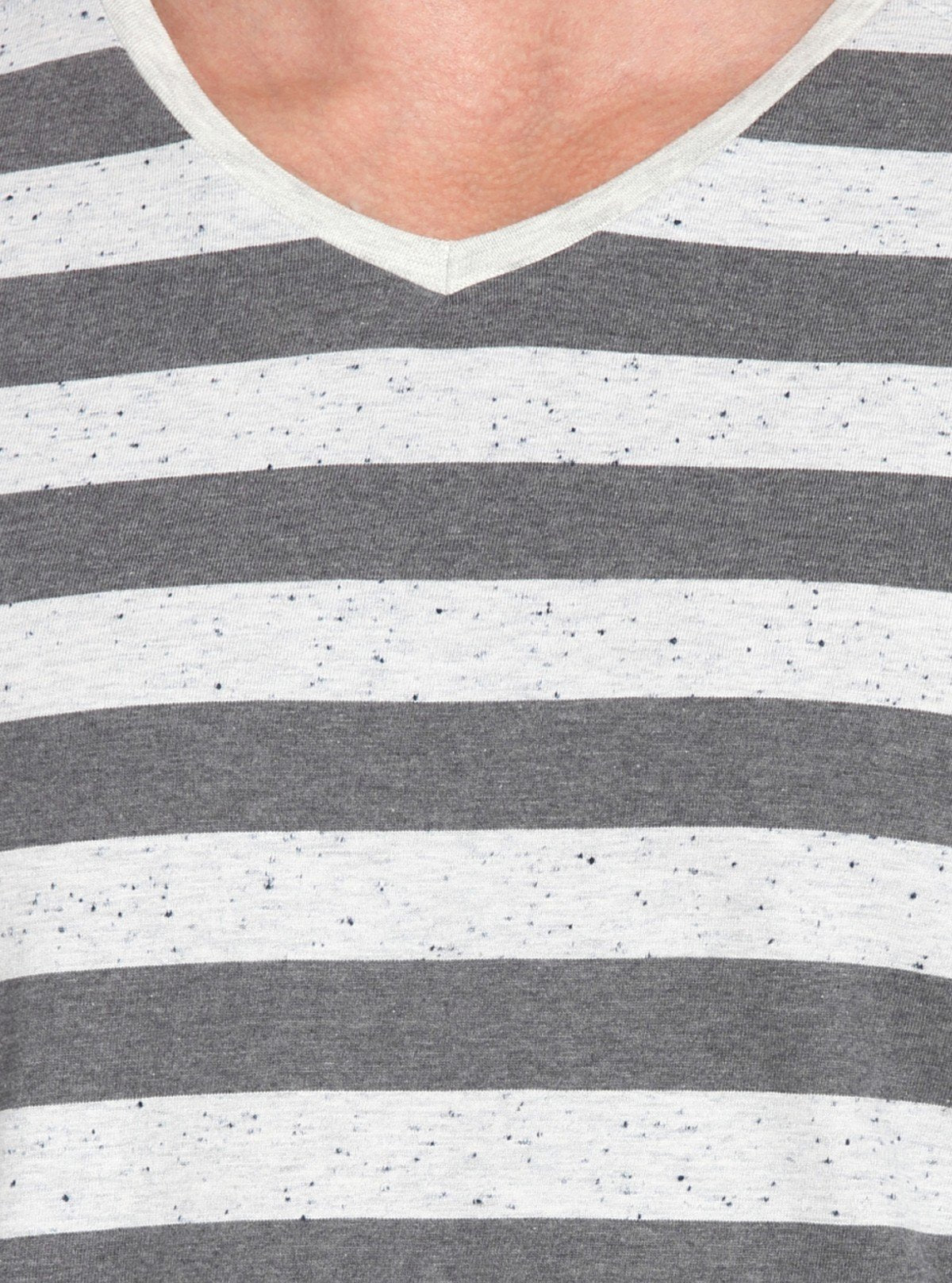 Men’s Grey Striped Full Sleeve V - Neck T-Shirt – Classic Comfort & Style - Boer and Fitch