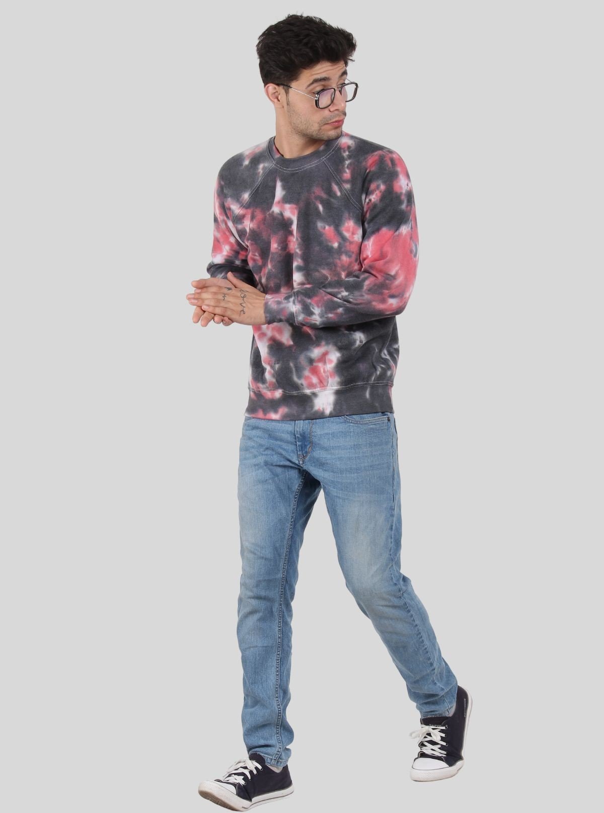 Men’s Grey Tie - Dye Sweatshirt – Urban Edge Meets Everyday Comfort - Boer and Fitch