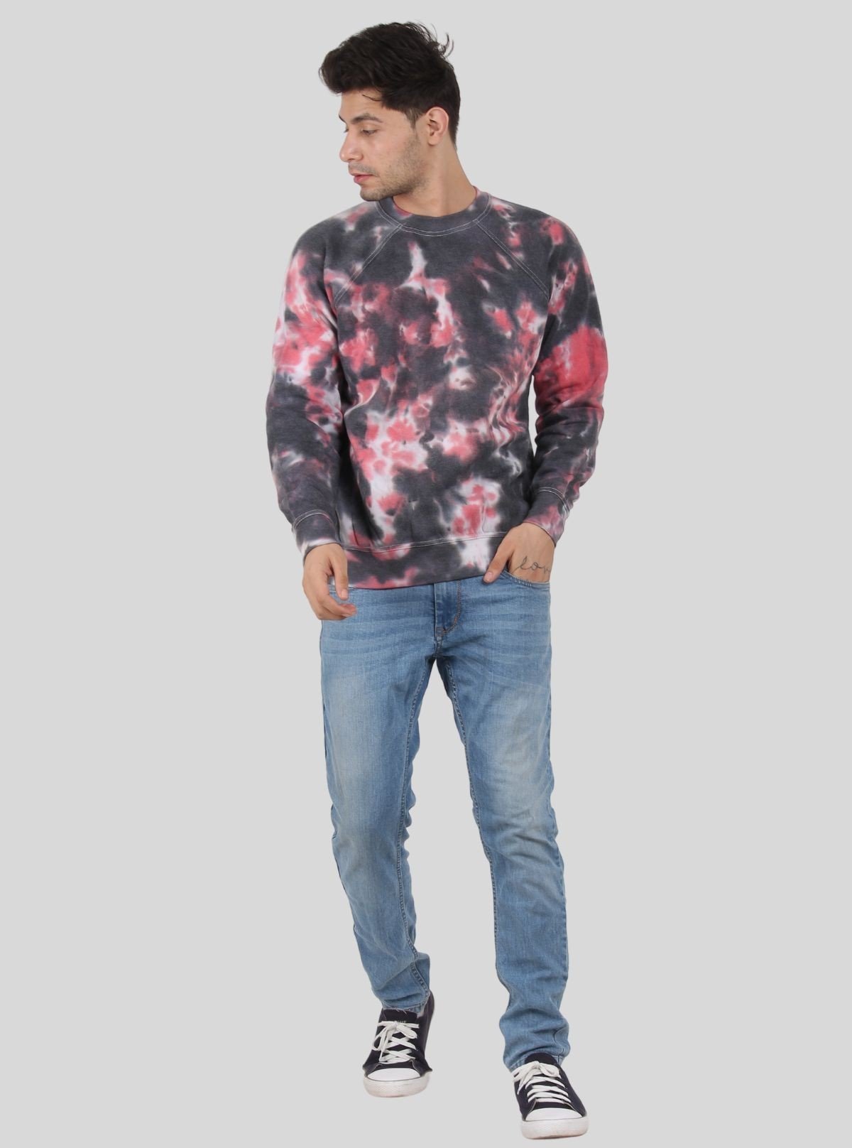 Men’s Grey Tie - Dye Sweatshirt – Urban Edge Meets Everyday Comfort - Boer and Fitch