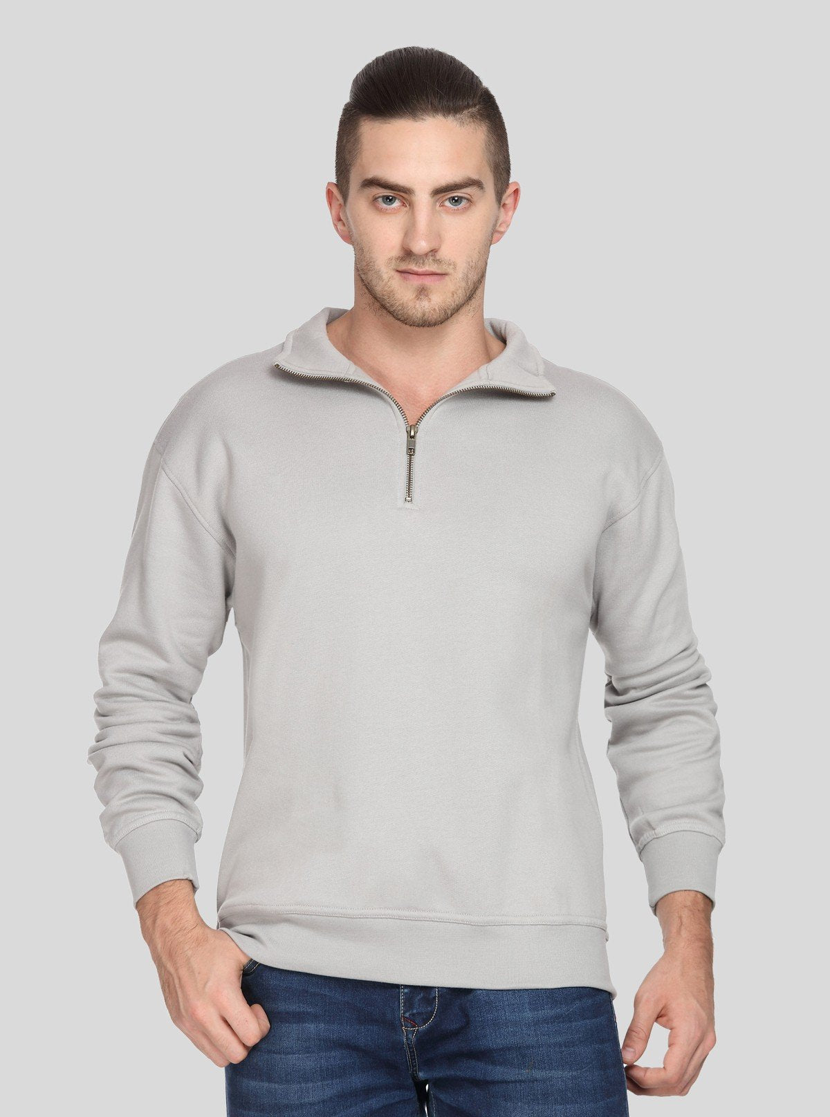 Men’s Grey Zipper Collar Cardigan – Smart Layers for Modern Comfort - Boer and Fitch