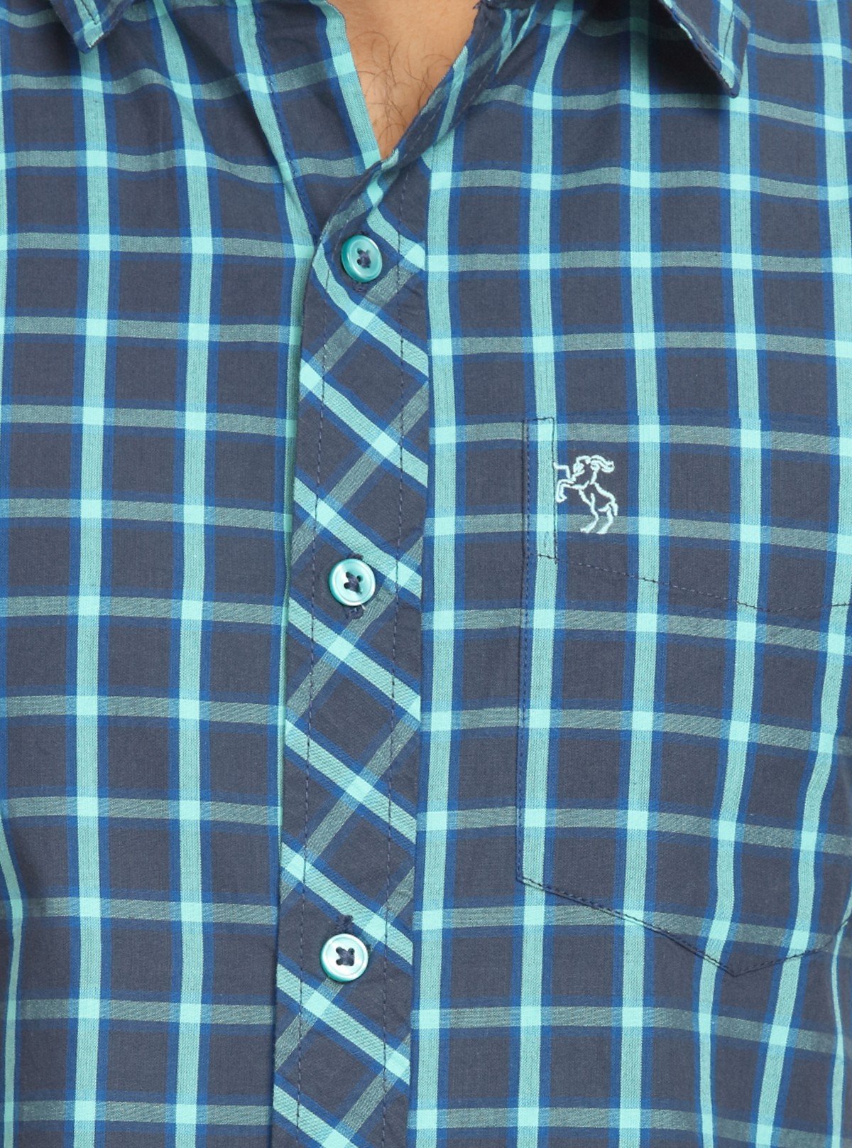 Men’s Indigo Casual Checked Half Sleeve Shirt – Effortless Style for Everyday Wear - Boer and Fitch