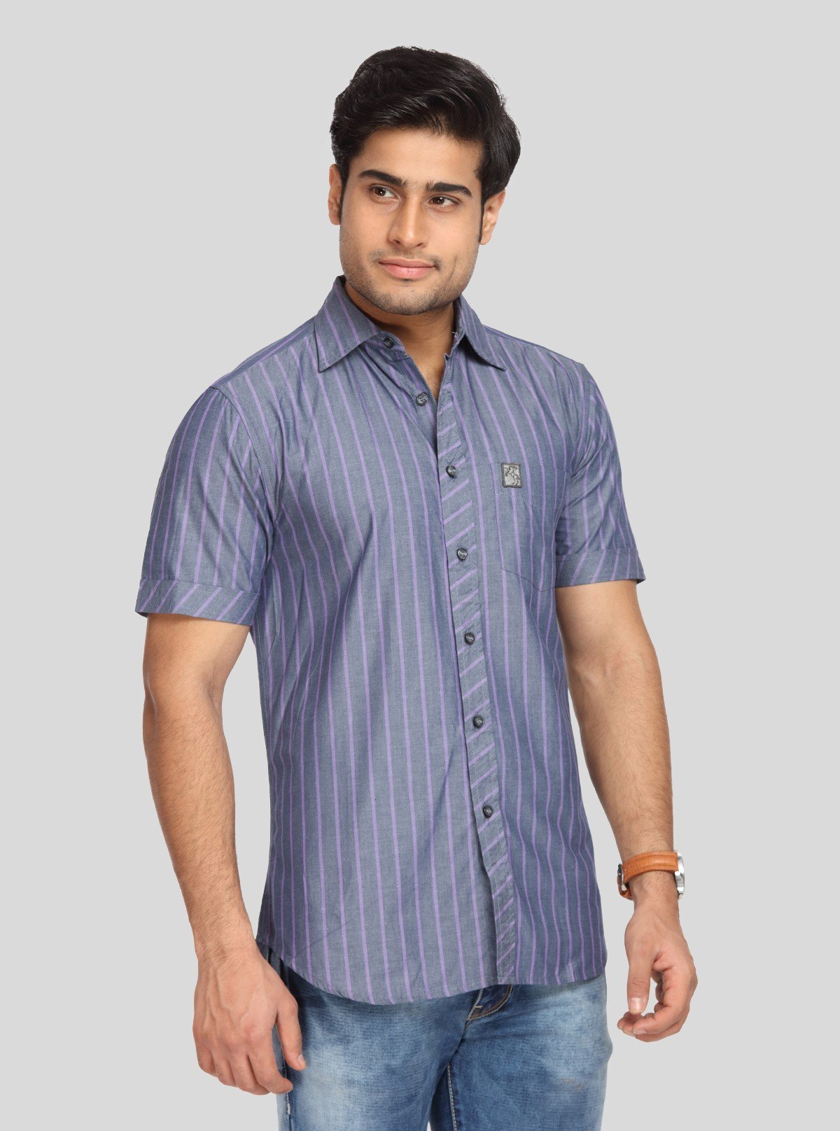 Men’s Indigo Striped Linen Shirt – Breathable Summer Essential - Boer and Fitch