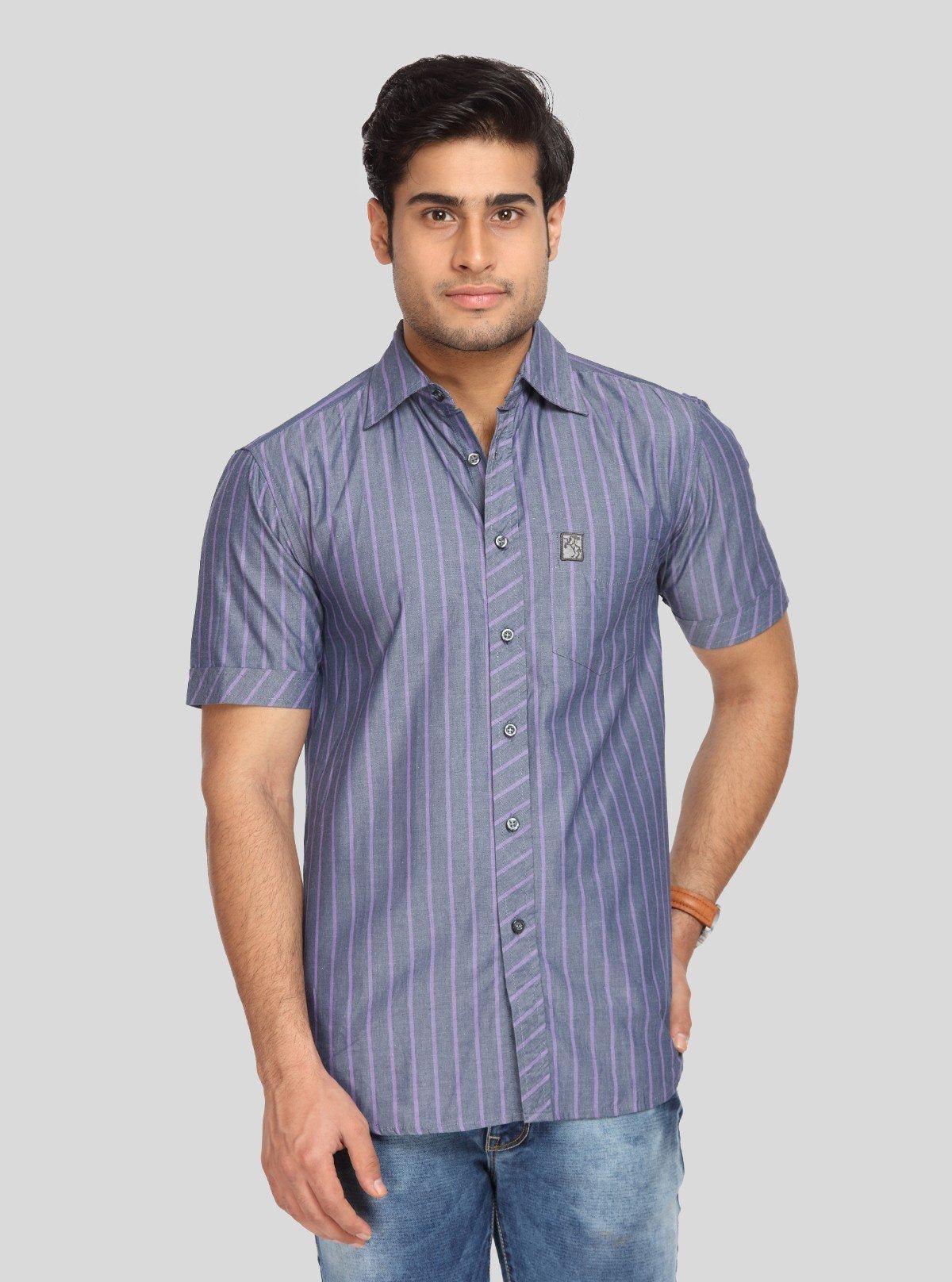 Men’s Indigo Striped Linen Shirt – Breathable Summer Essential - Boer and Fitch