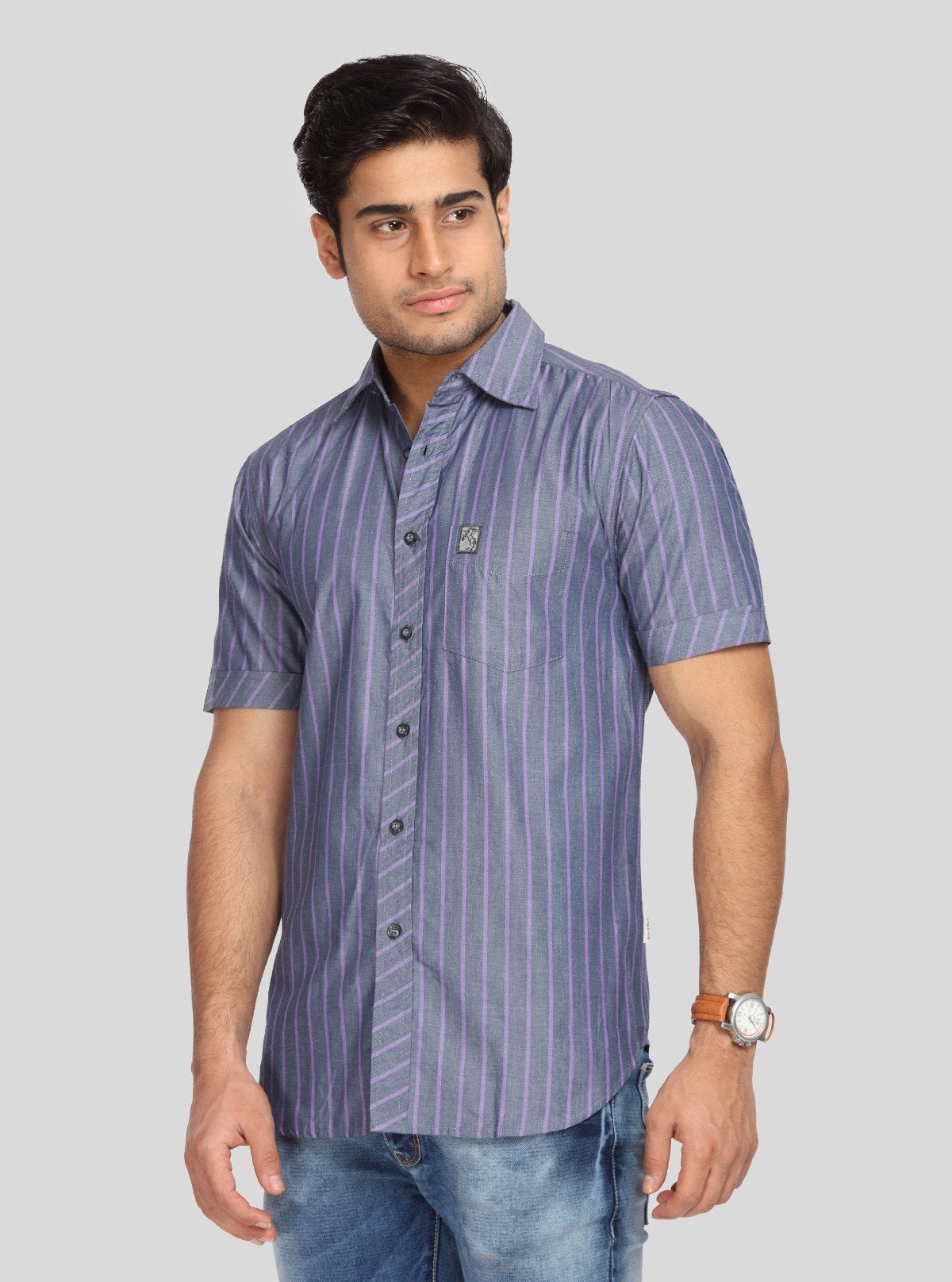 Men’s Indigo Striped Linen Shirt – Breathable Summer Essential - Boer and Fitch