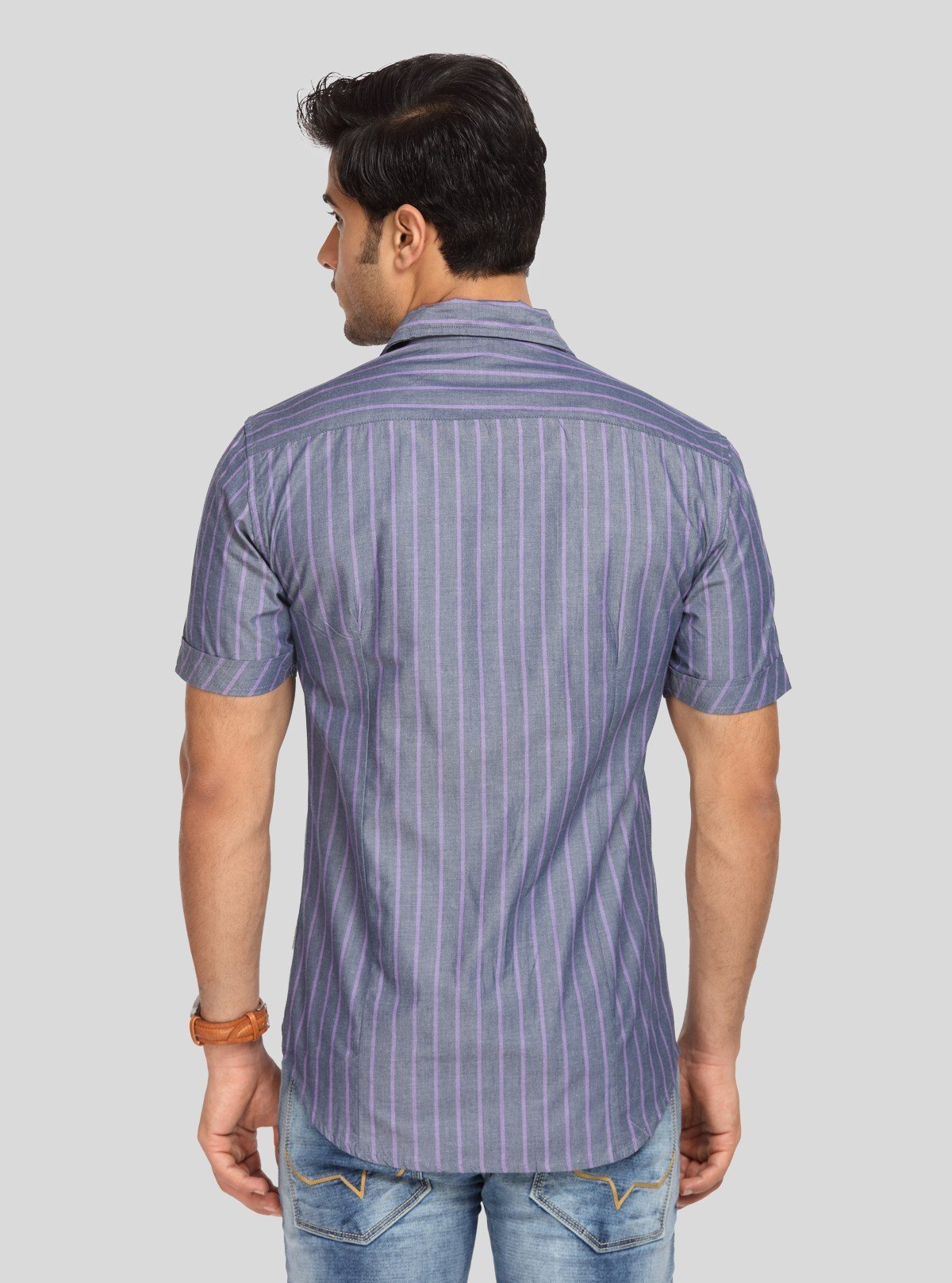 Men’s Indigo Striped Linen Shirt – Breathable Summer Essential - Boer and Fitch