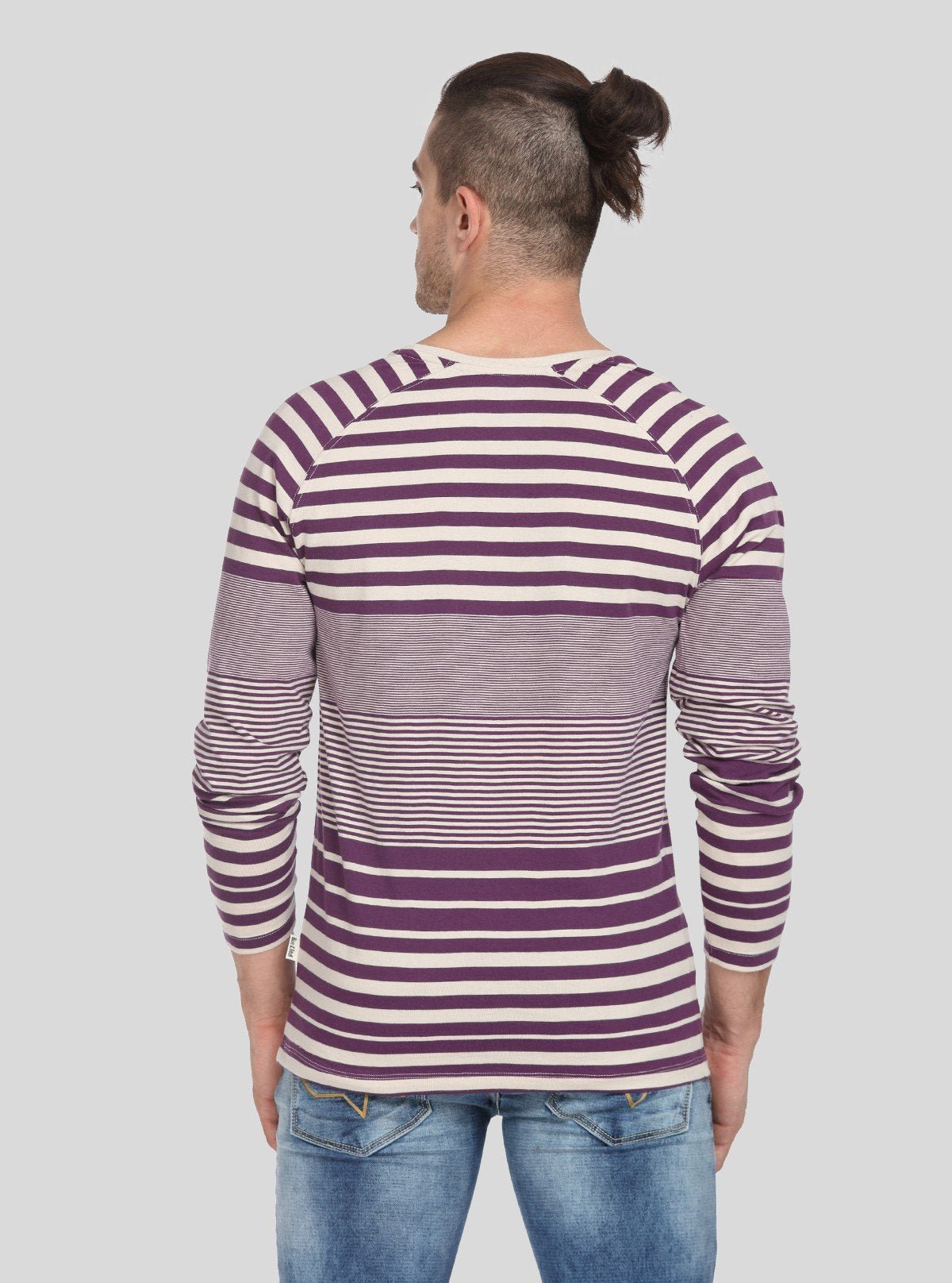 Men’s Indigo Striped V - Neck Full Sleeve T-Shirt – Classic Meets Cool - Boer and Fitch