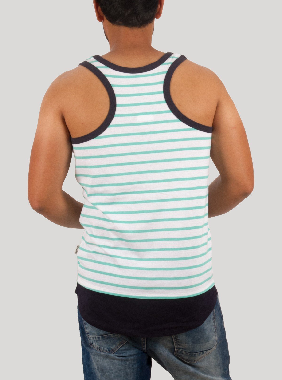 Men’s Light Blue Stripe Sleeveless T-Shirt – Comfortable & Stylish | Boer & Fitch - Boer and Fitch