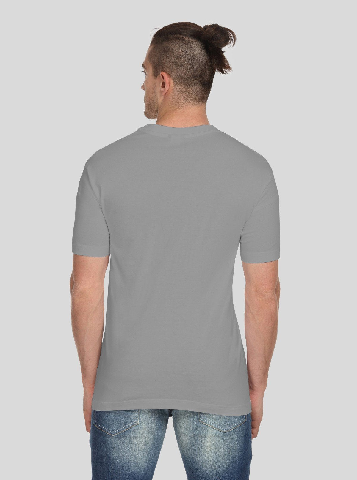 Men’s Light Grey Basic V - Neck T-Shirt – Soft Cotton Classic Fit Tee - Boer and Fitch