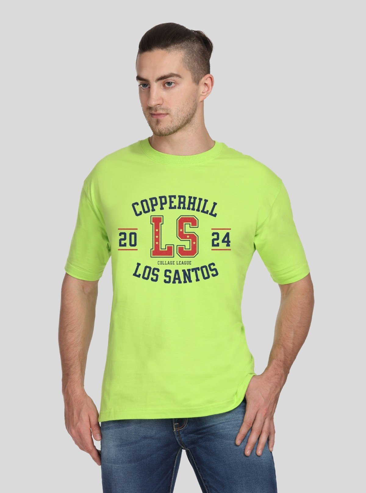Men’s Lime Green Printed Crew Neck T-Shirt – Vibrant Streetwear Style - Boer and Fitch