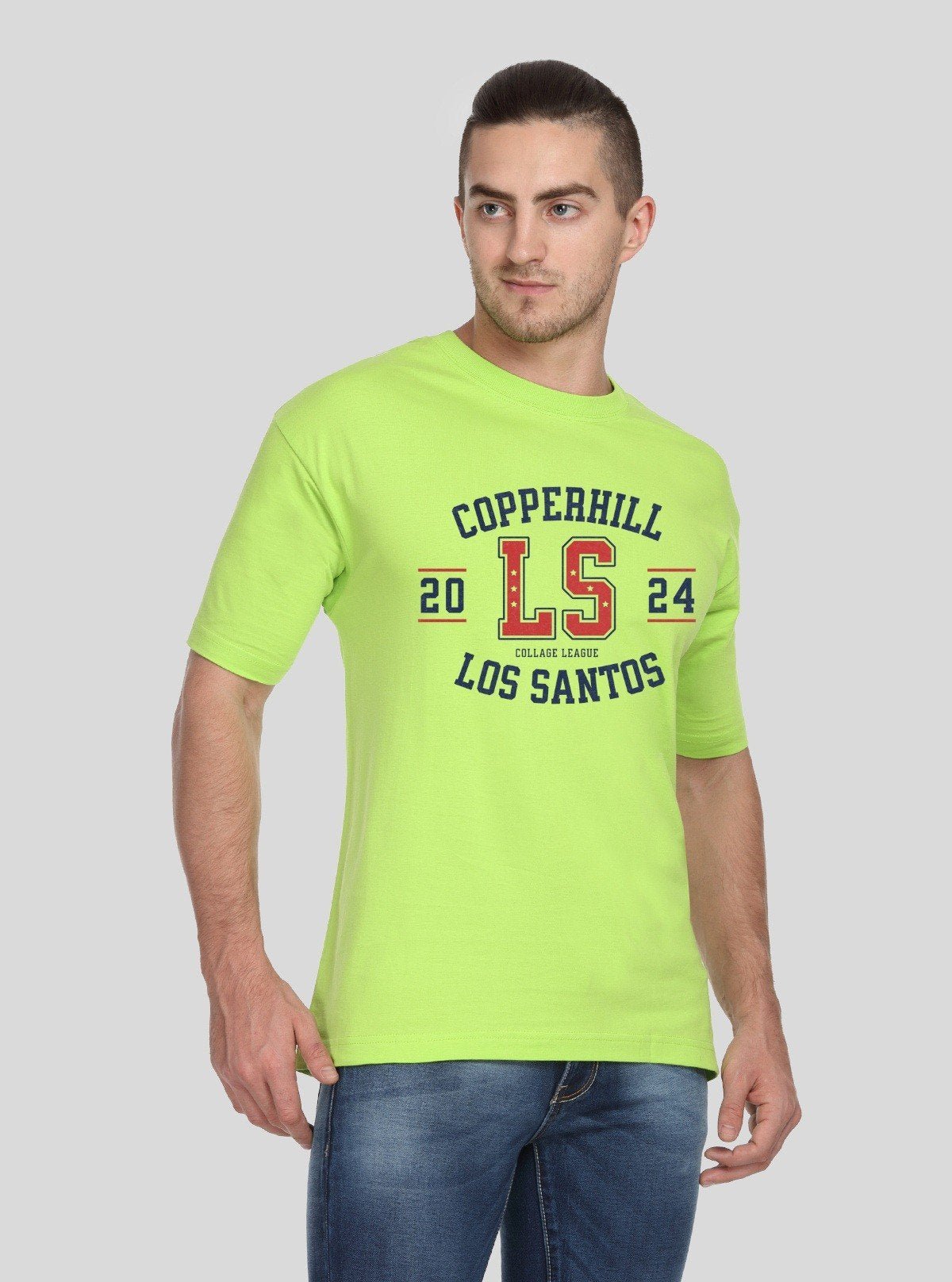Men’s Lime Green Printed Crew Neck T-Shirt – Vibrant Streetwear Style - Boer and Fitch