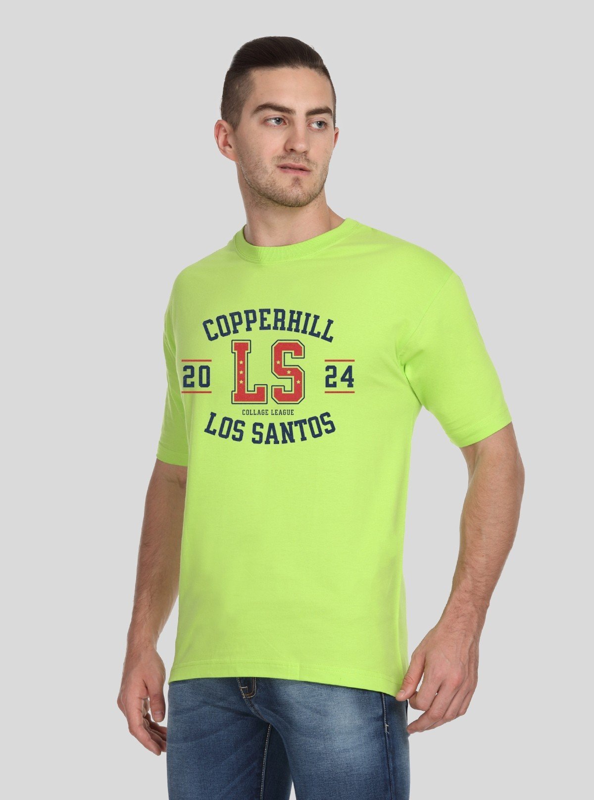 Men’s Lime Green Printed Crew Neck T-Shirt – Vibrant Streetwear Style - Boer and Fitch